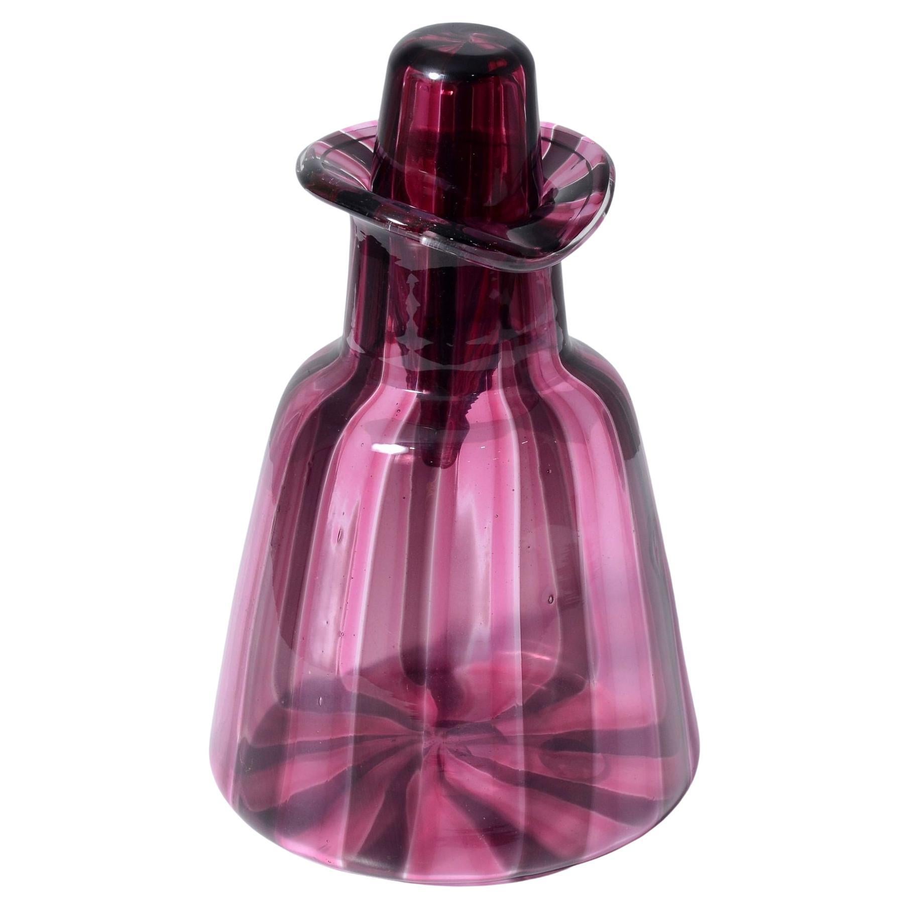 Bottiglia / Decanter CANNE a FACE di Murano Attribuito a Fulvio Bianconi in vendita