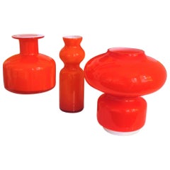 Murano Cased Glass Space Age Orange Table Lamp Mazzega, 1970s