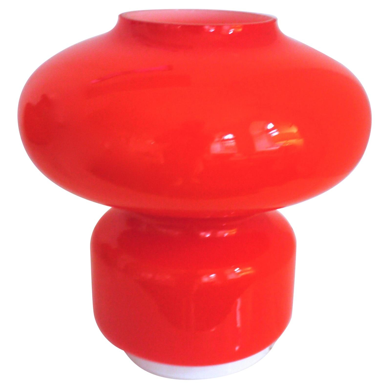 Murano Cased Glass Space Age Orange Table Lamp Mazzega, 1970s For Sale