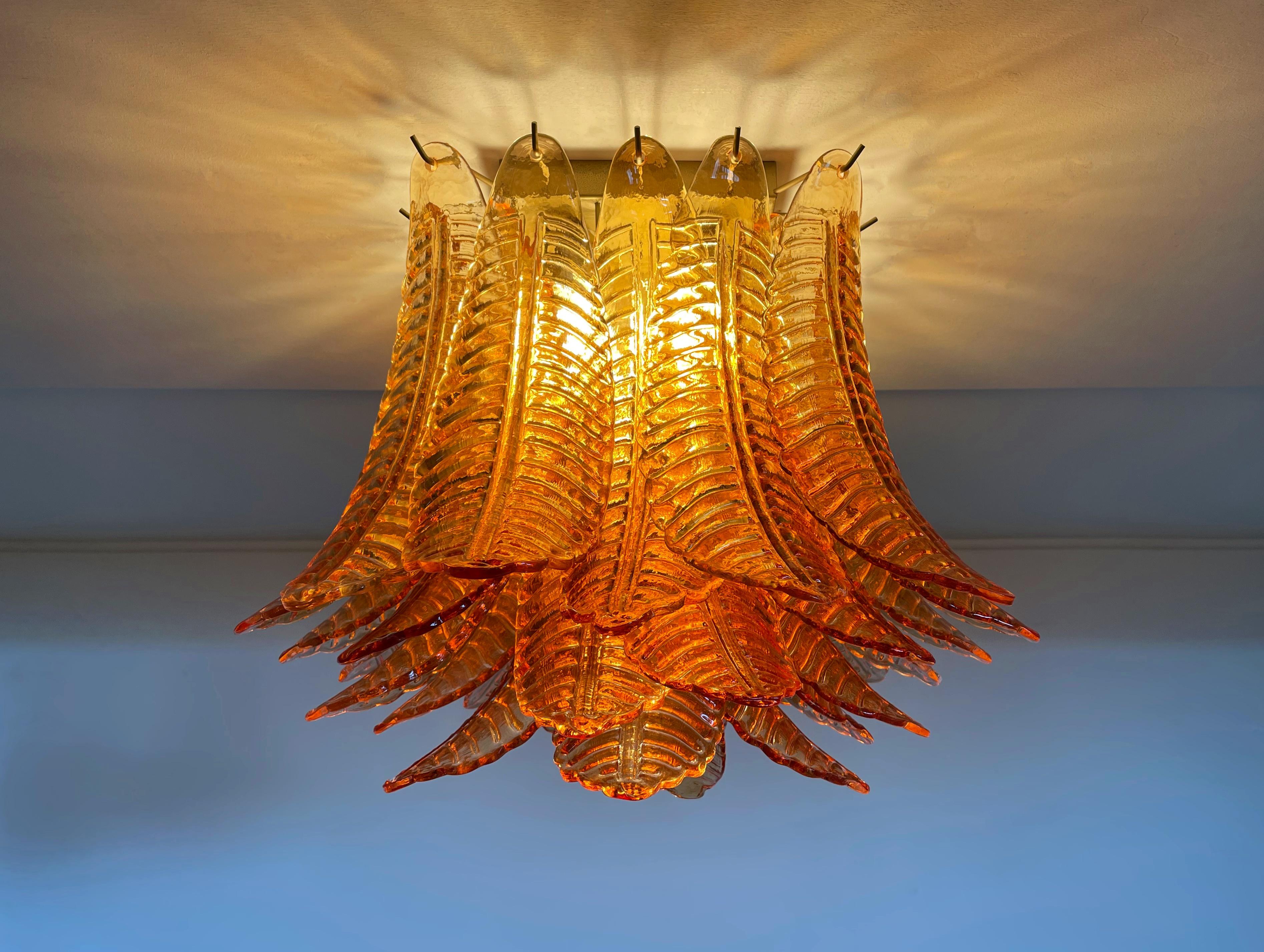 Murano ceiling lamp – 32  amber felci glasses in vendita 2