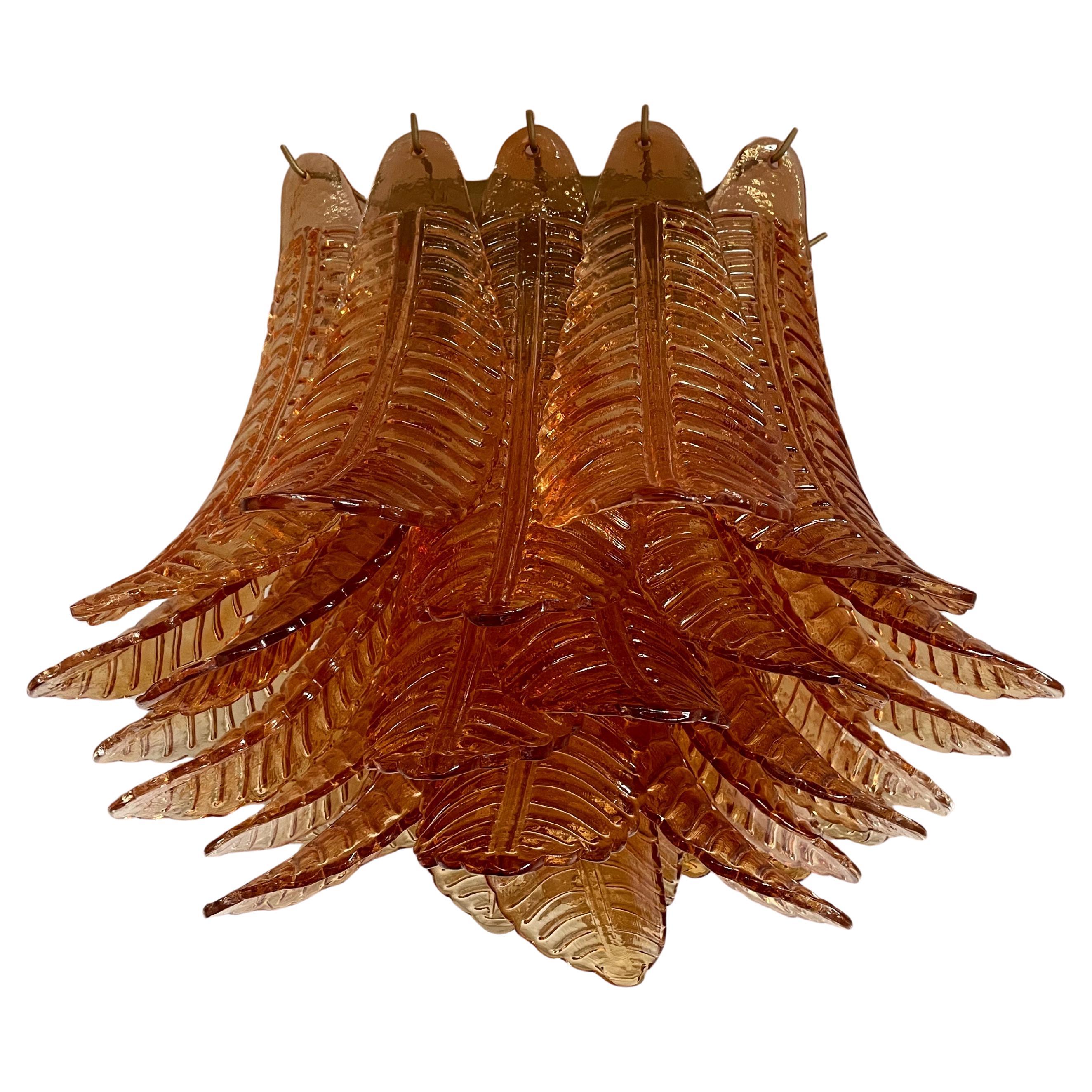 Murano ceiling lamp – 32  amber felci glasses