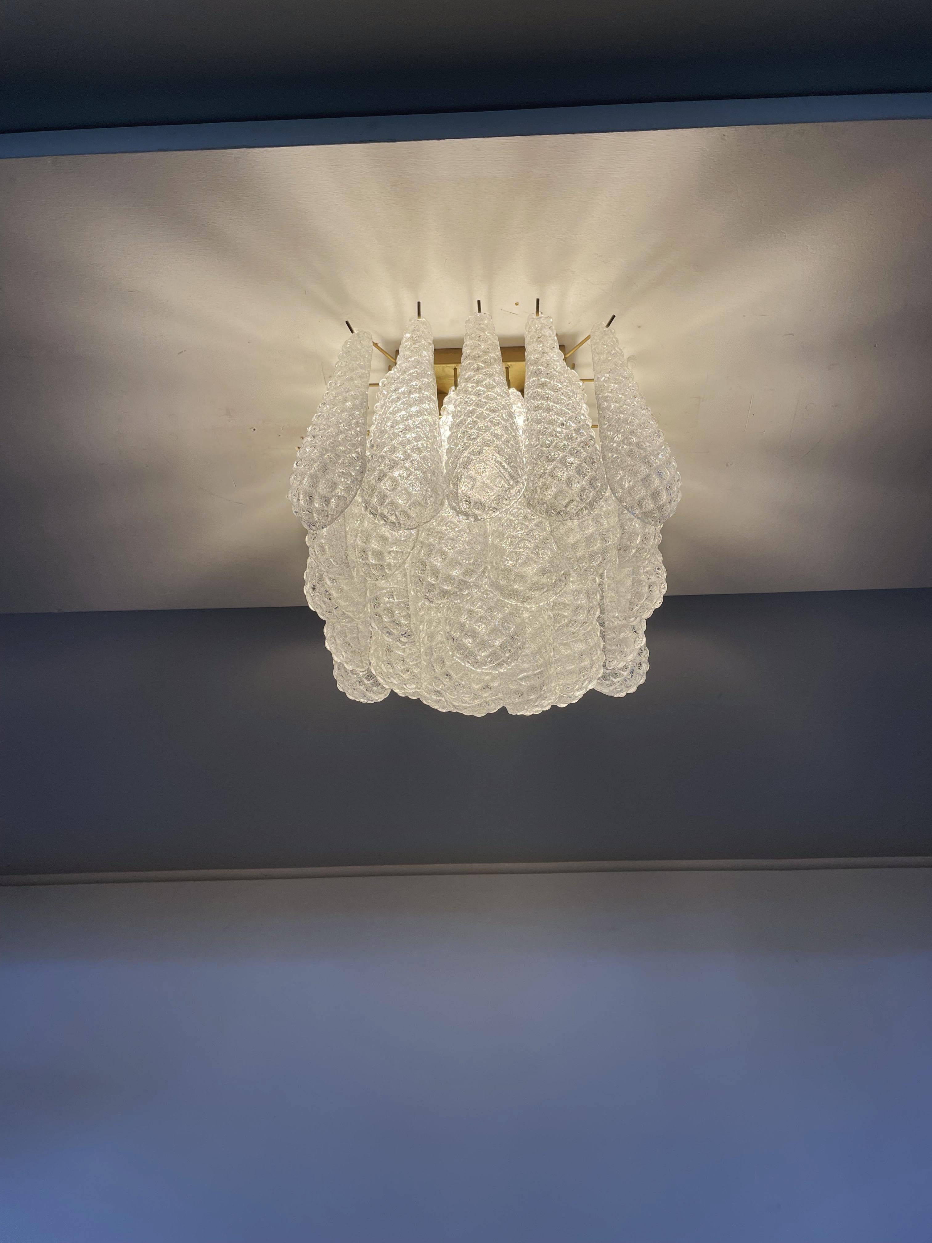 Murano Ceiling Lamp, 32 Clear Glass Petal Drops 5