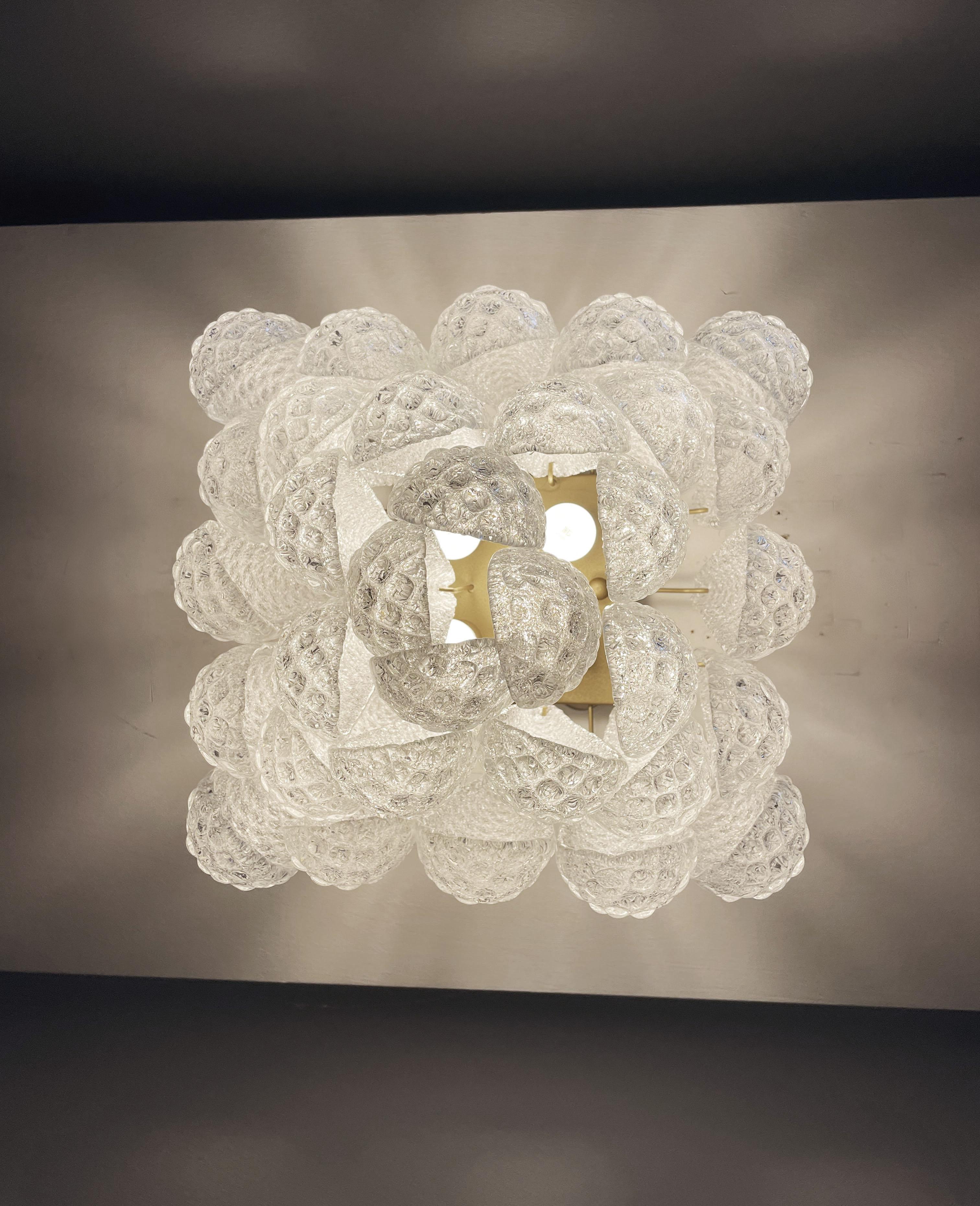 Murano Ceiling Lamp, 32 Clear Glass Petal Drops 6