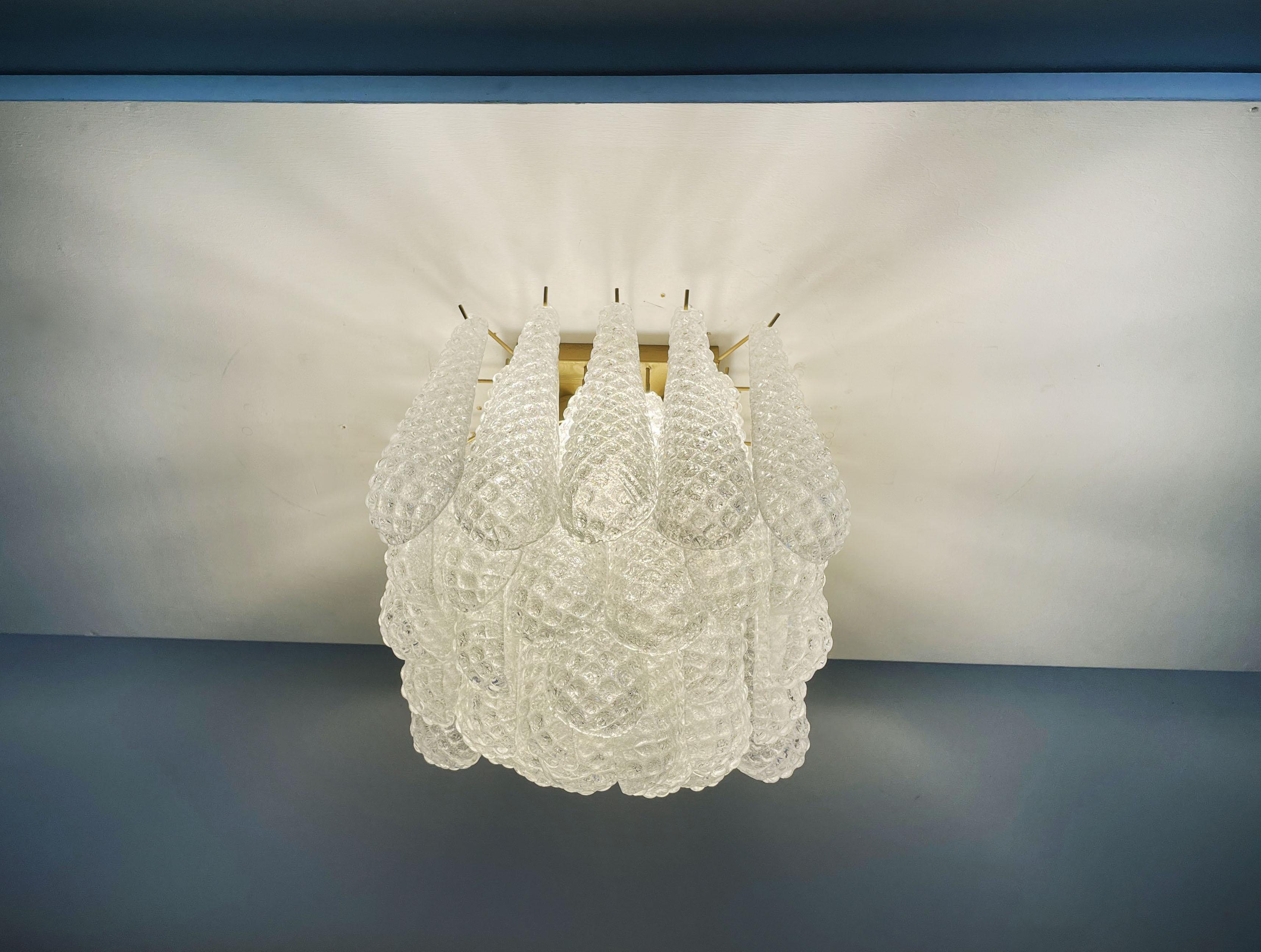 Murano Ceiling Lamp, 32 Clear Glass Petal Drops 7