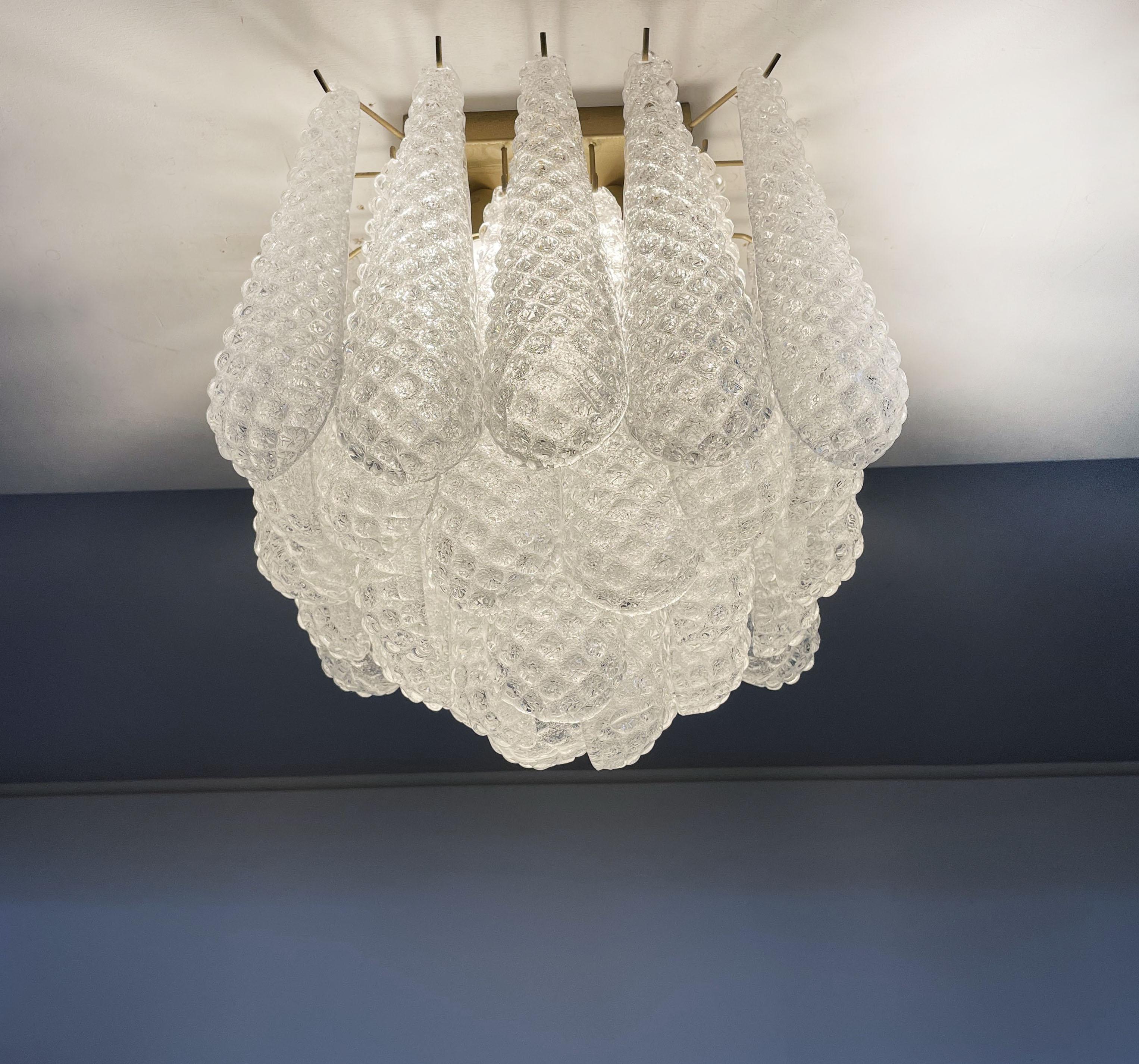 Murano Ceiling Lamp, 32 Clear Glass Petal Drops 9