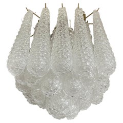 Vintage Murano Ceiling Lamp, 32 Clear Glass Petal Drops