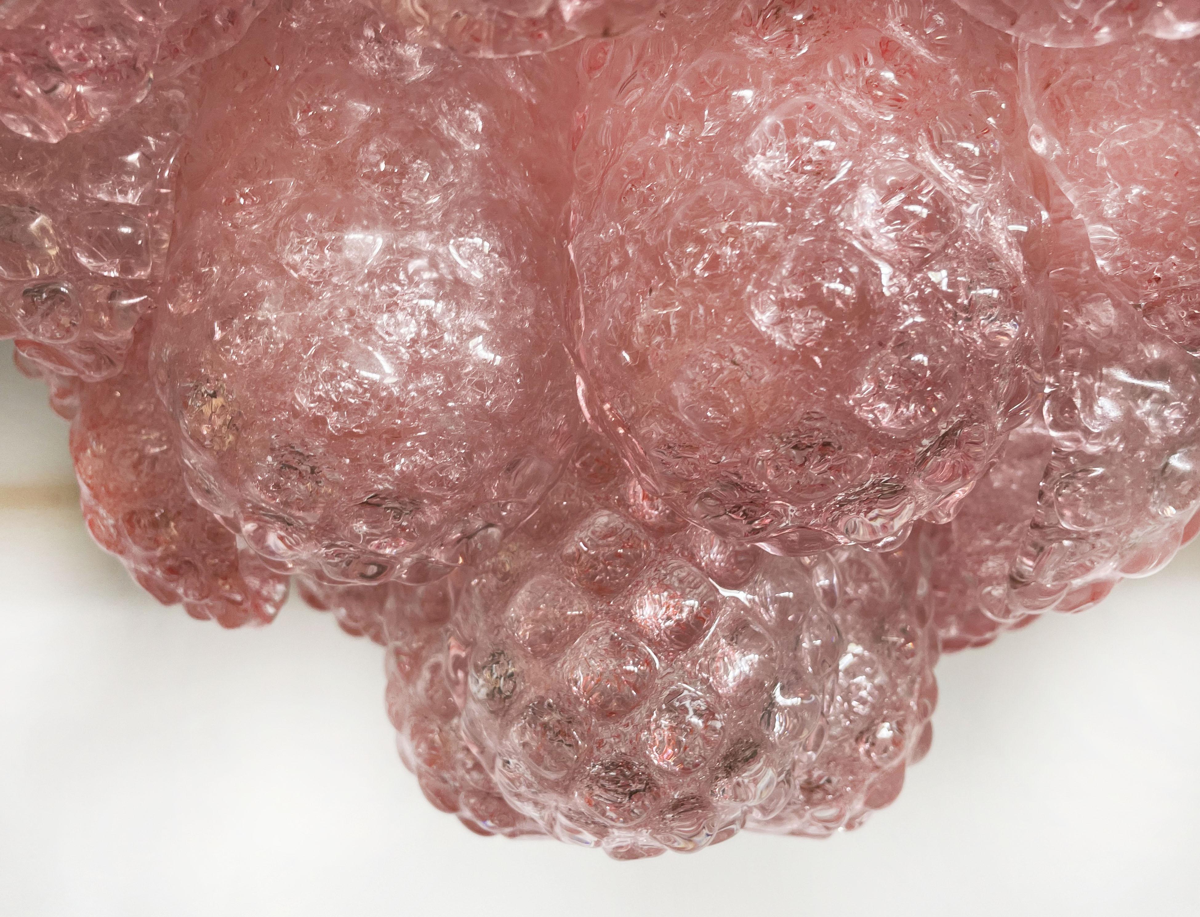 Deckenleuchte aus Muranoglas – 32 rosa Glasblütenblatttropfen im Angebot 7