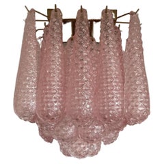 Murano Ceiling Lamp, 32 Pink Glass Petal Drops