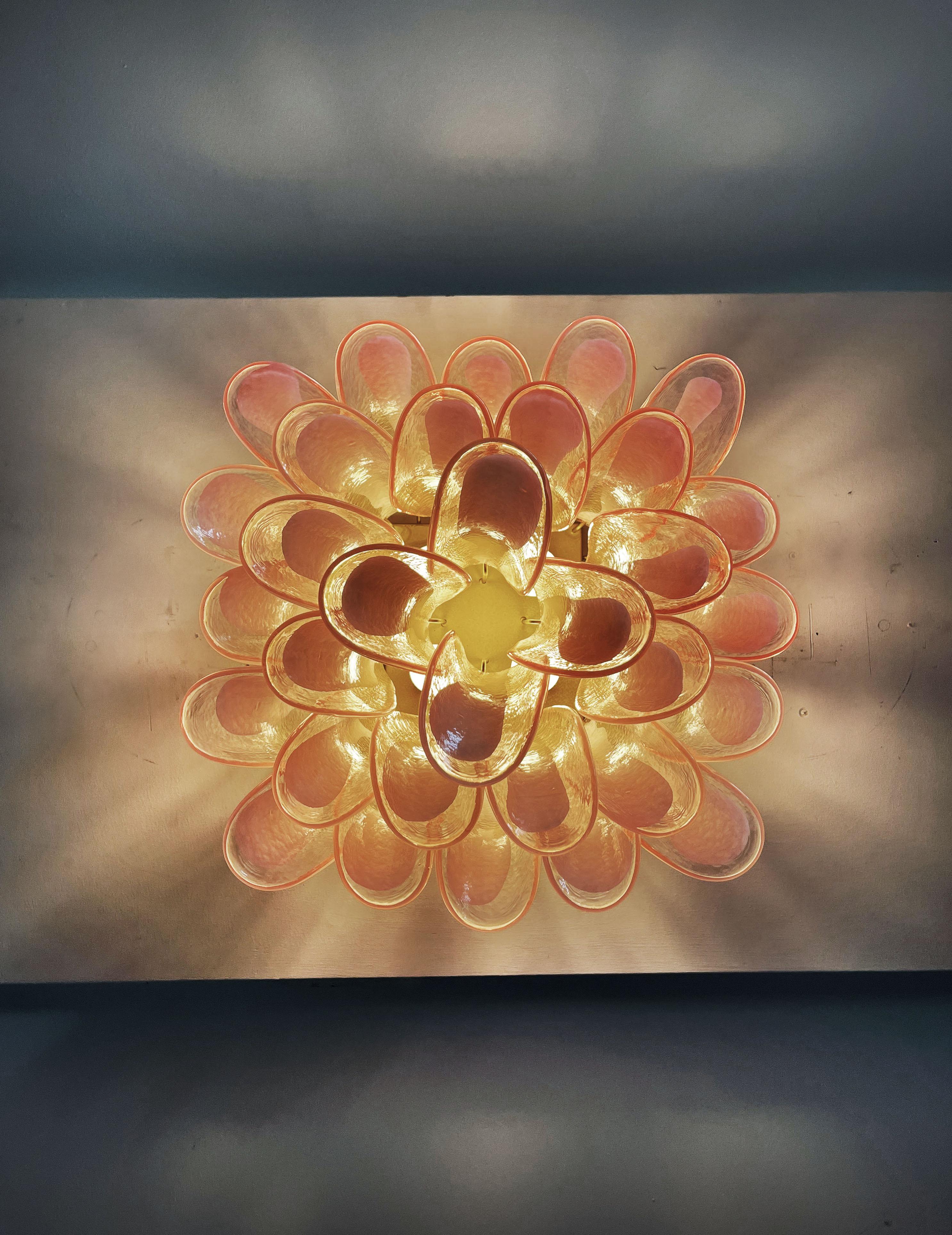 Murano ceiling lamp - 32 PINK glass petals in vendita 4