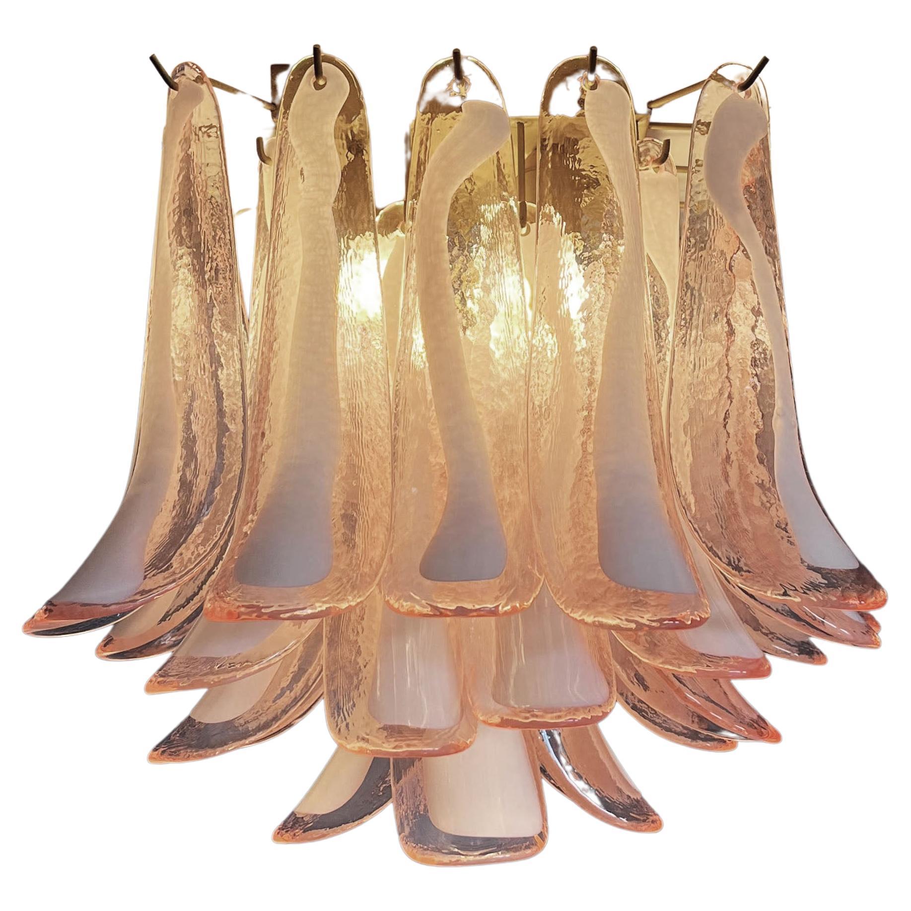 Murano ceiling lamp - 32 PINK glass petals For Sale