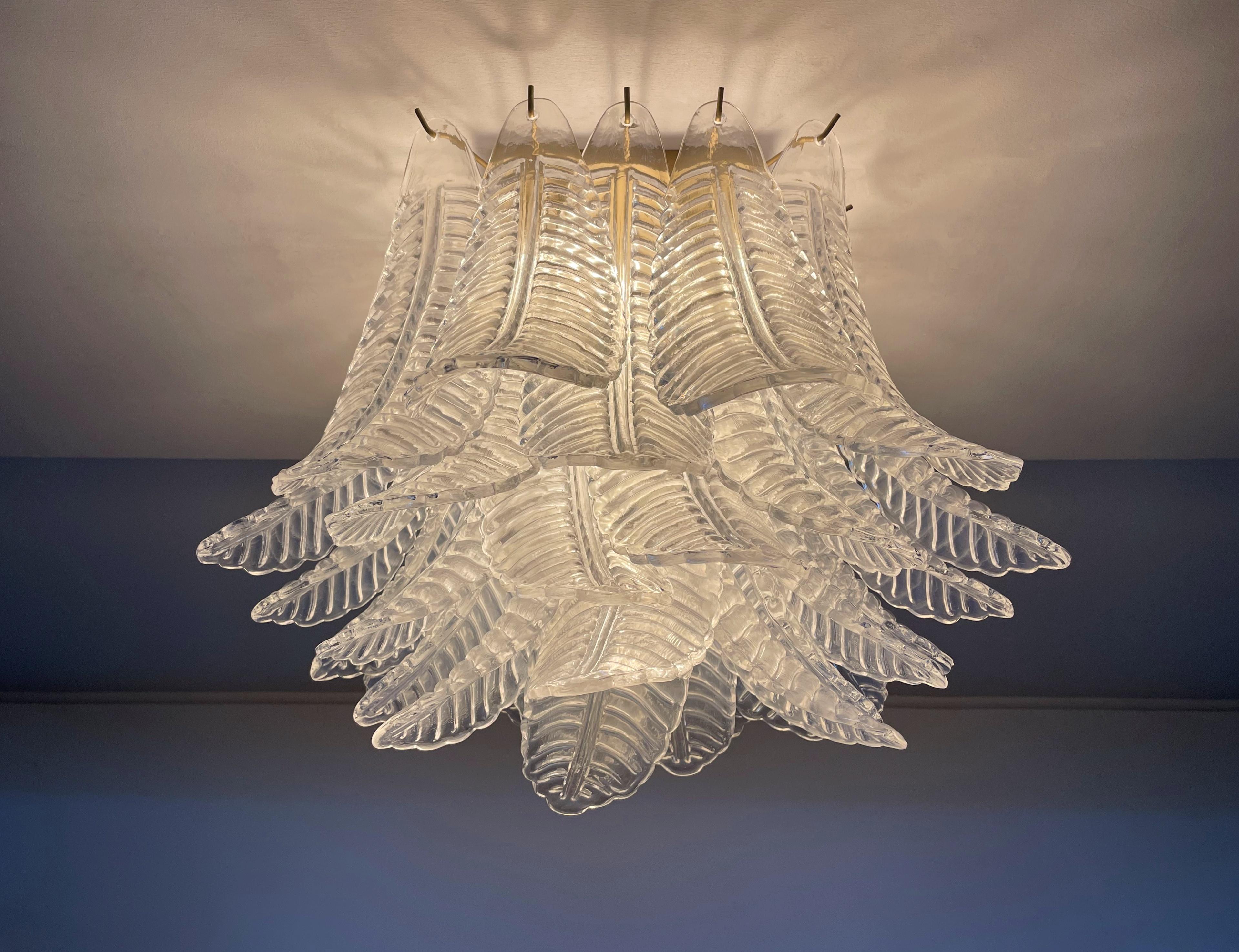 Murano ceiling lamp – 32 transparent felci glasses in vendita 2