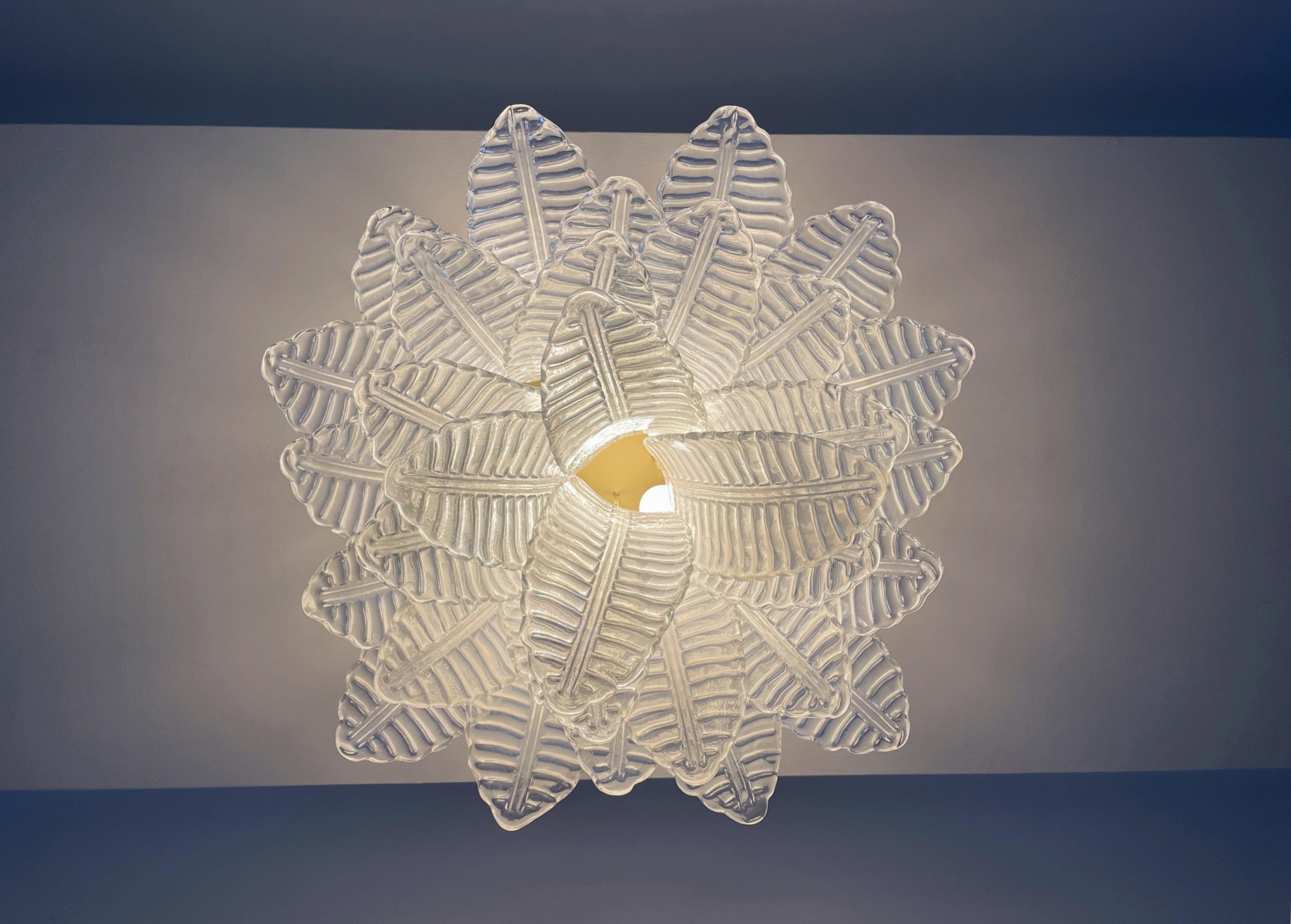 Murano ceiling lamp – 32 transparent felci glasses in vendita 6