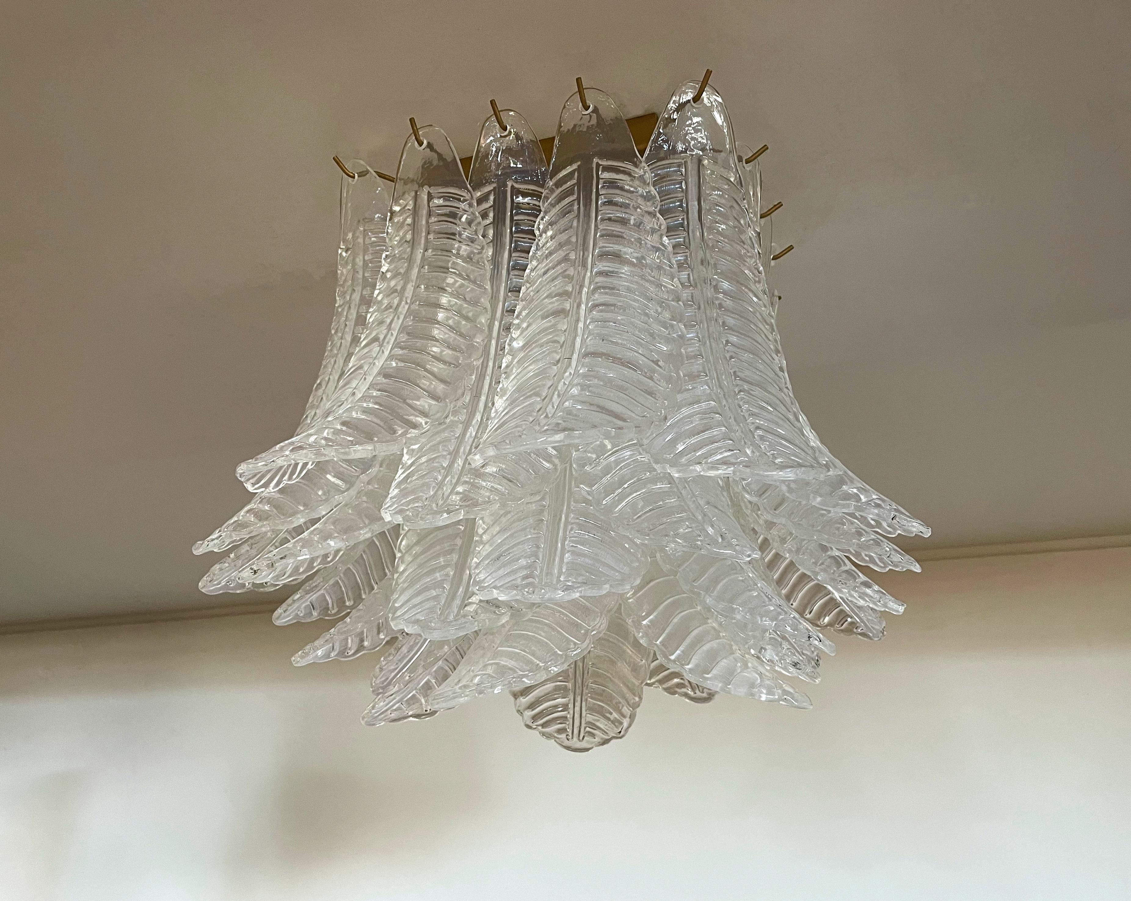 Mid-Century moderno Murano ceiling lamp – 32 transparent felci glasses in vendita