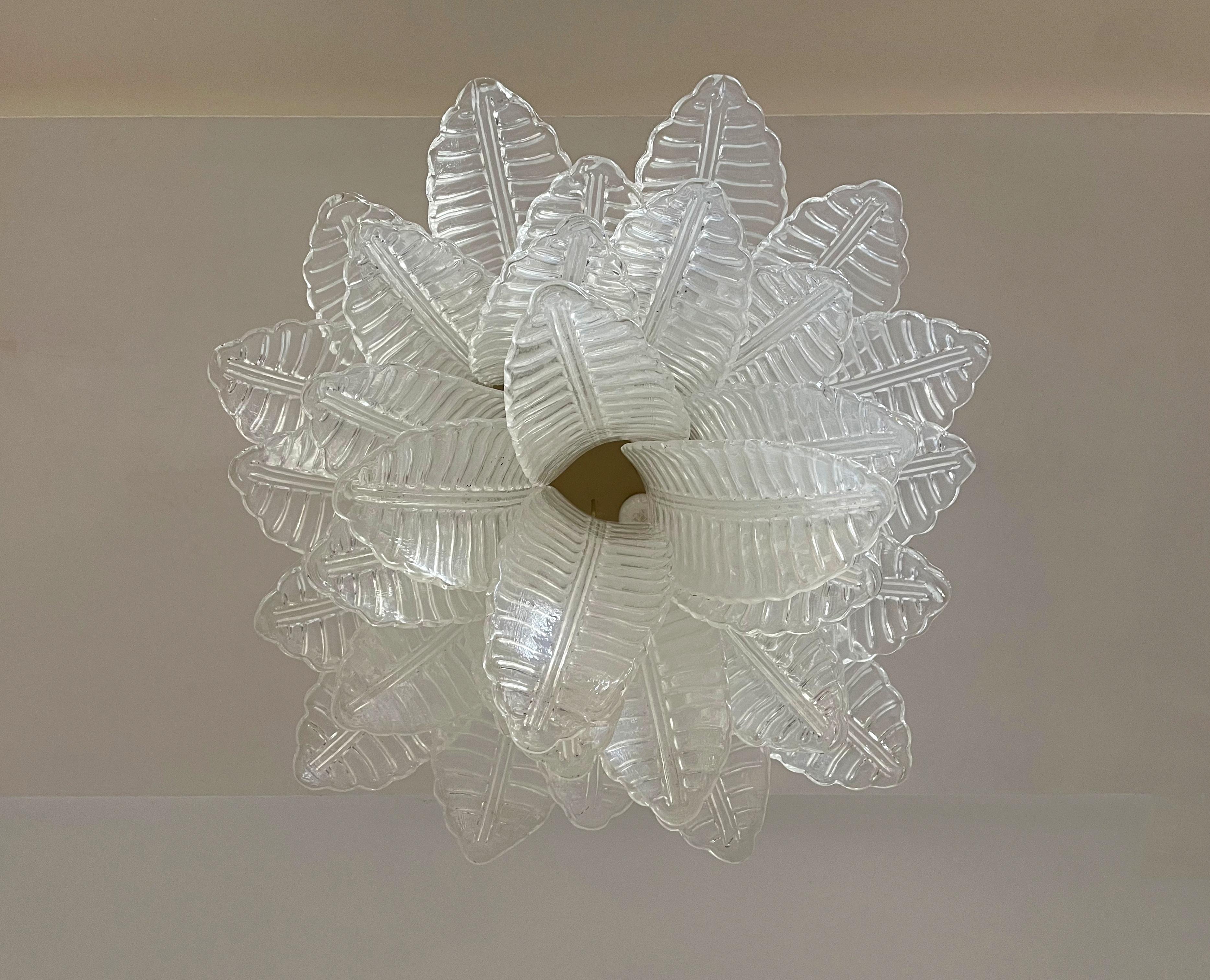 Murano ceiling lamp – 32 transparent felci glasses In condizioni buone in vendita a Gaiarine Frazione Francenigo (TV), IT