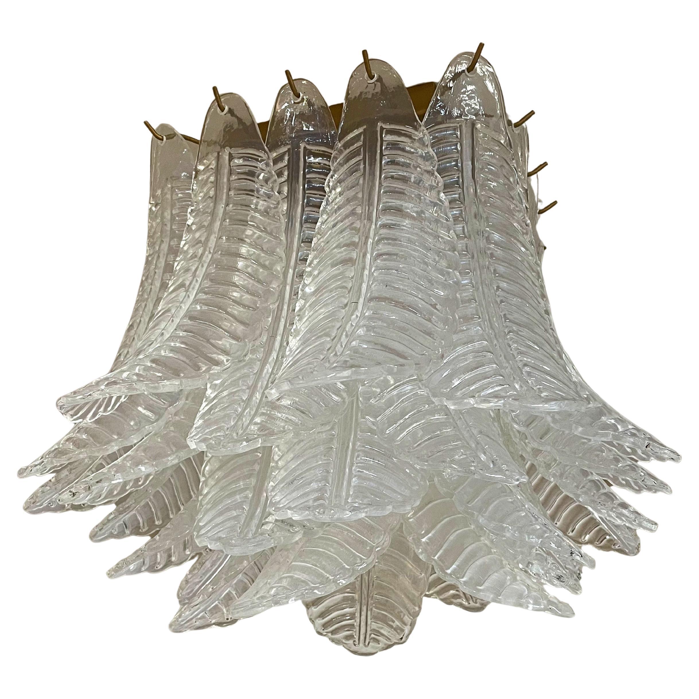 Murano ceiling lamp – 32 transparent felci glasses in vendita
