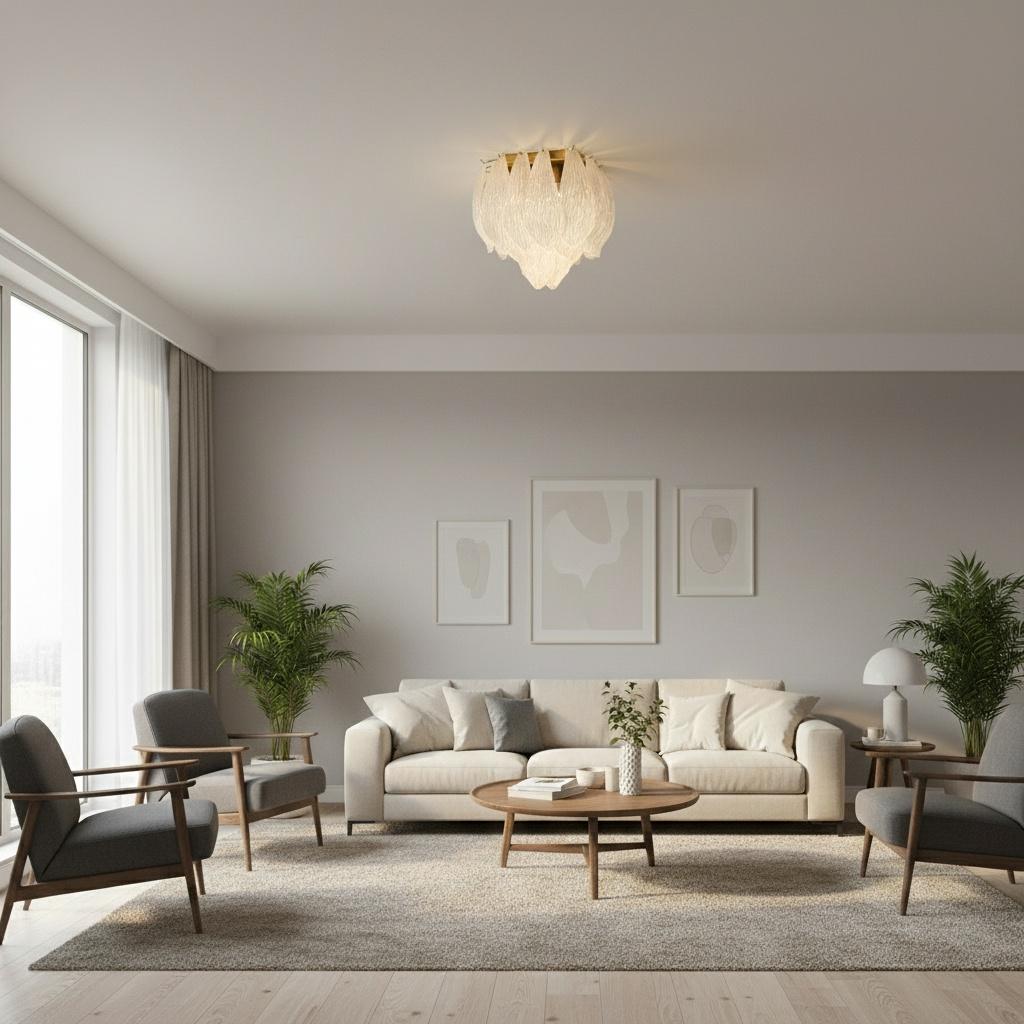 Lámpara de techo de Murano - hojas de cristal esmerilado tallado en venta 7