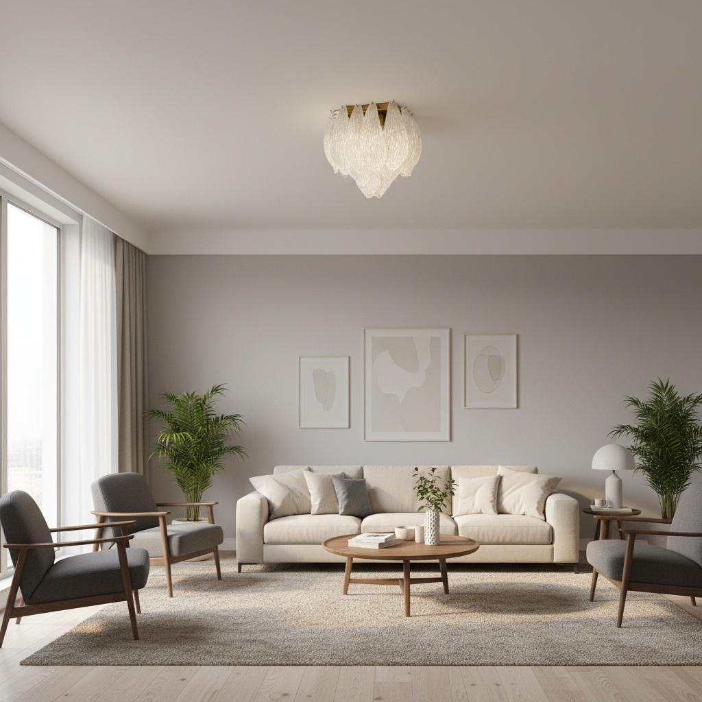 Lámpara de techo de Murano - hojas de cristal esmerilado tallado en venta 8