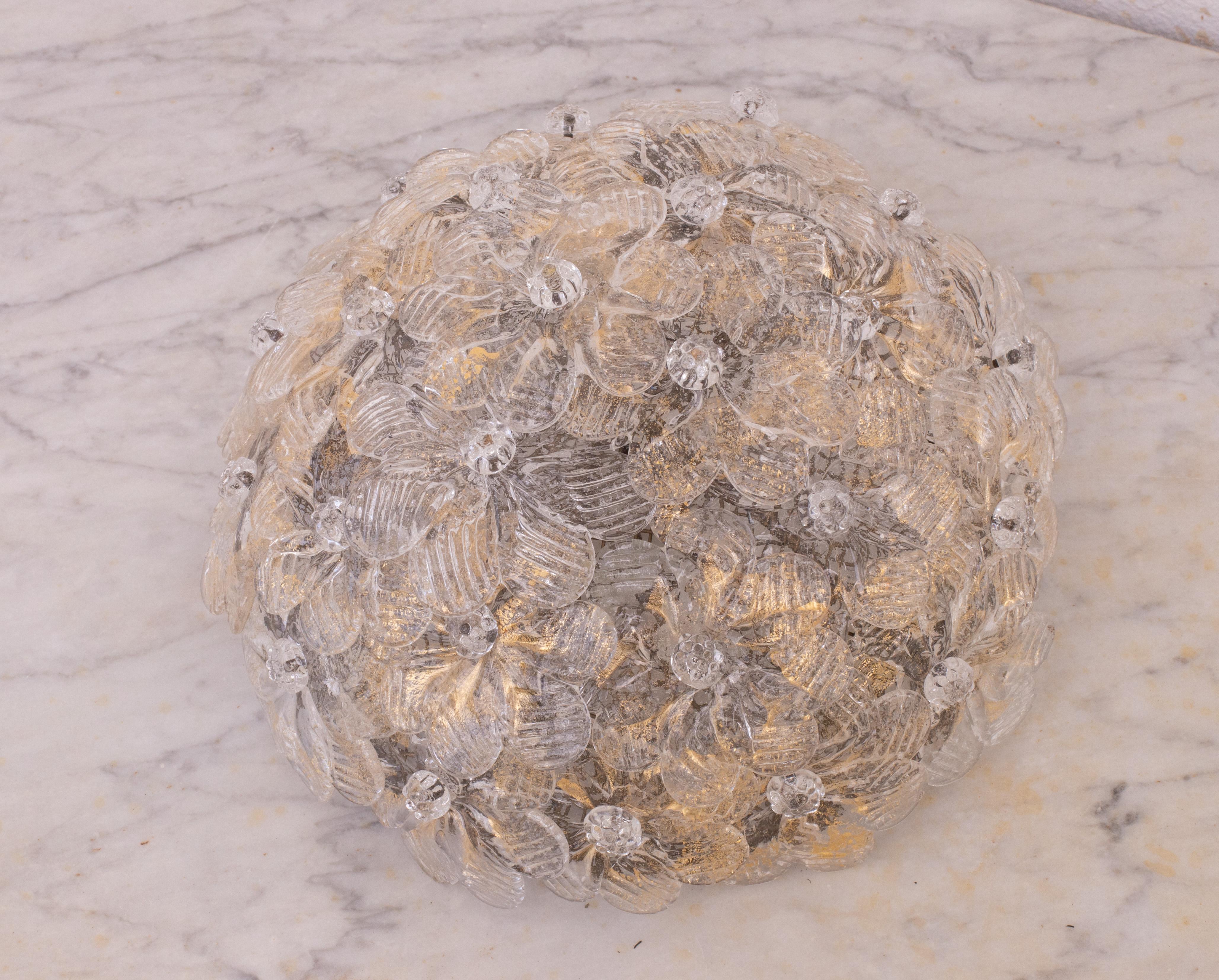 Lámpara de techo Flor de Murano de Seguso para Venini, Italia, años 60 en venta 5