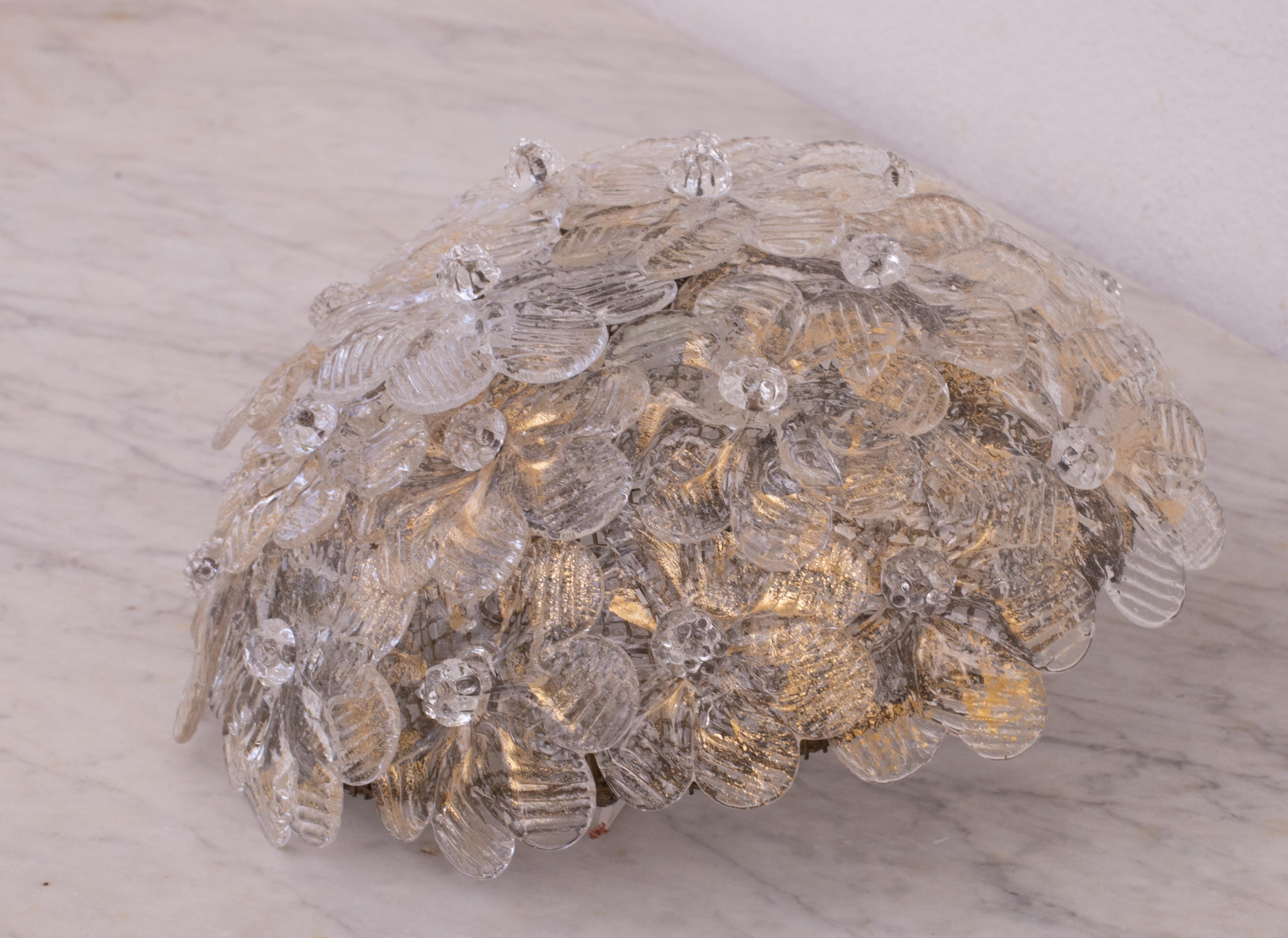Lámpara de techo Flor de Murano de Seguso para Venini, Italia, años 60 en venta 6