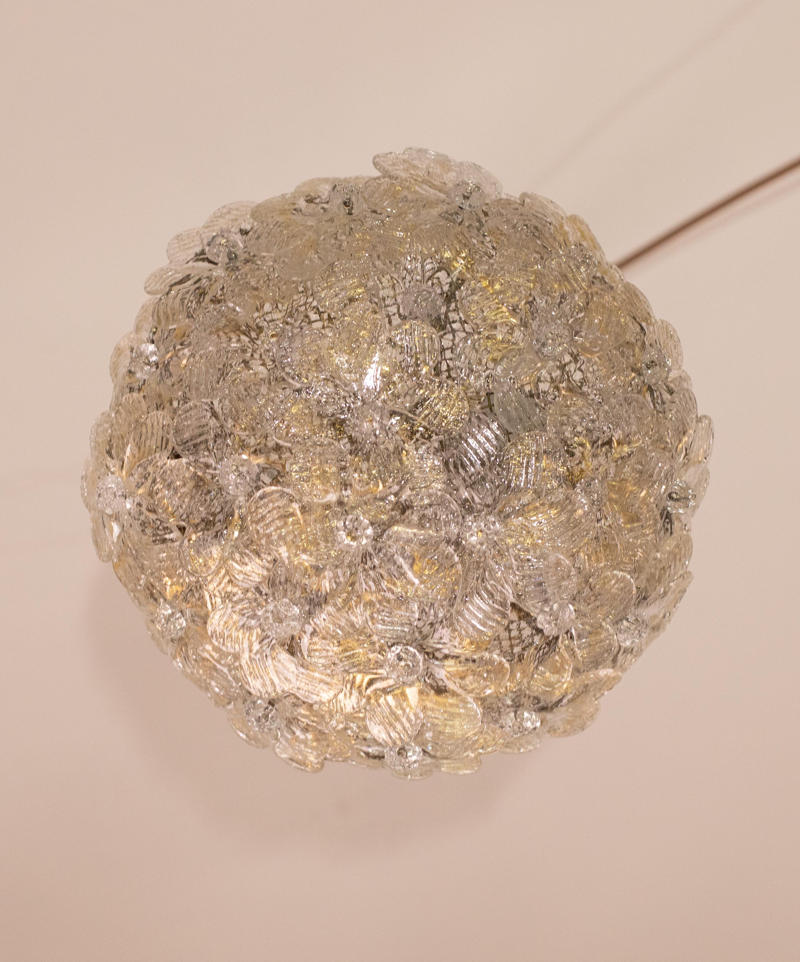 Lámpara de techo Flor de Murano de Seguso para Venini, Italia, años 60 mediados del siglo XX en venta