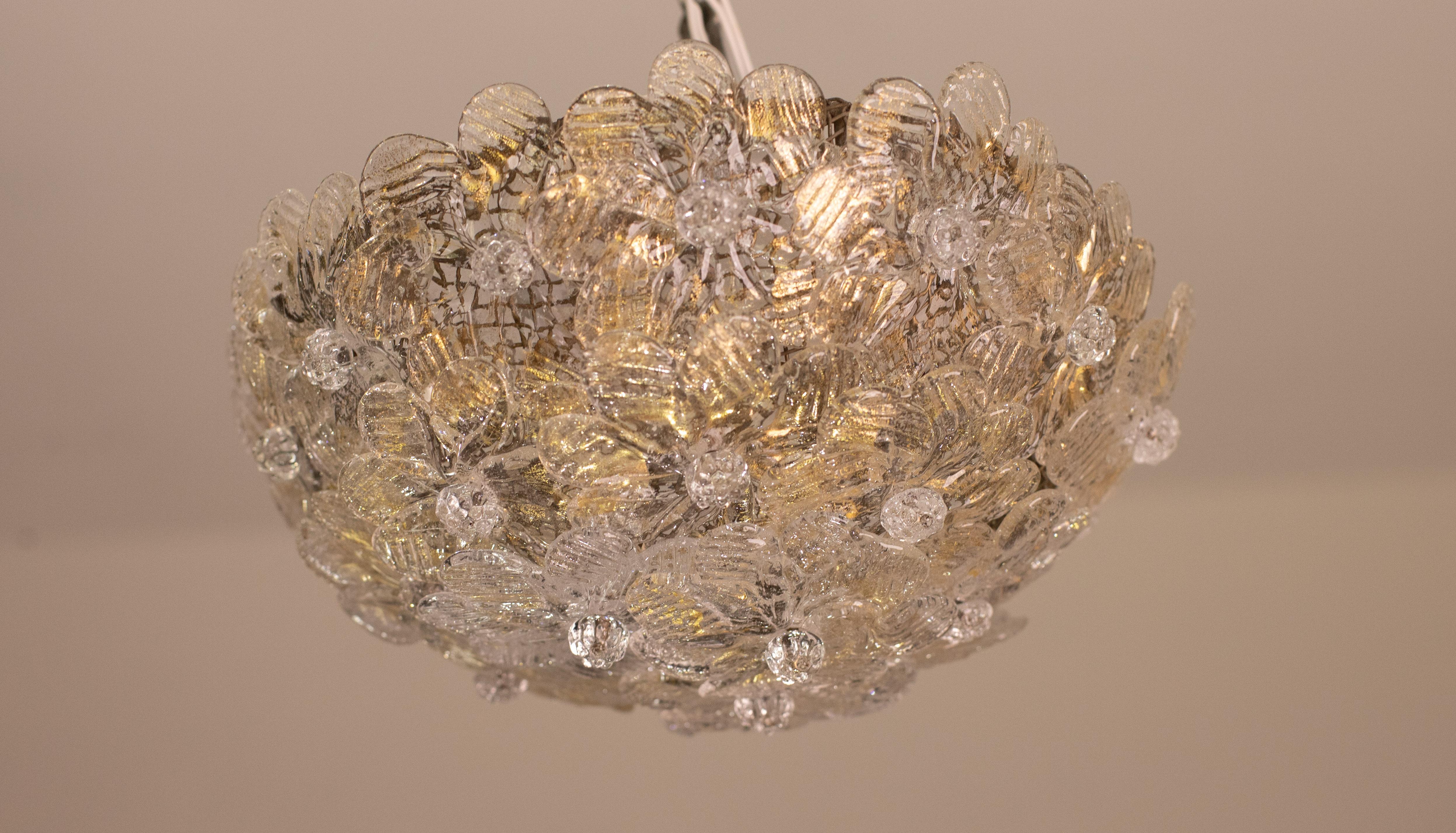 Lámpara de techo Flor de Murano de Seguso para Venini, Italia, años 60 Cristal de Murano en venta