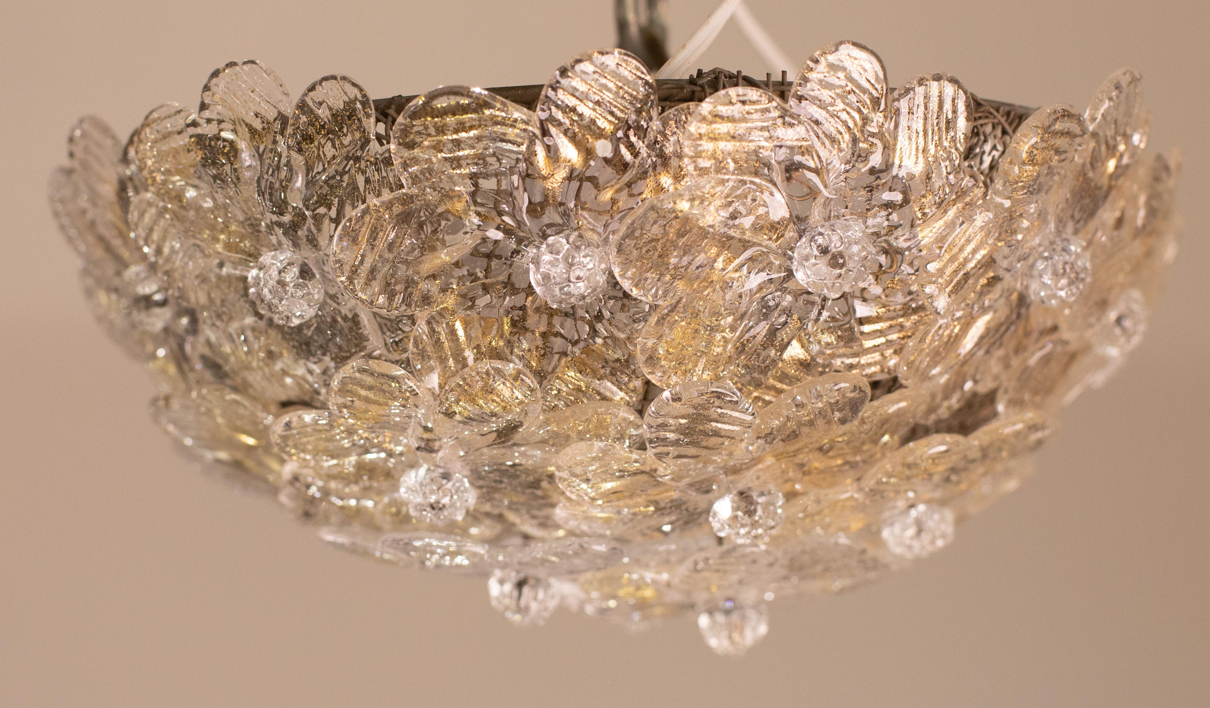 Lámpara de techo Flor de Murano de Seguso para Venini, Italia, años 60 en venta 1