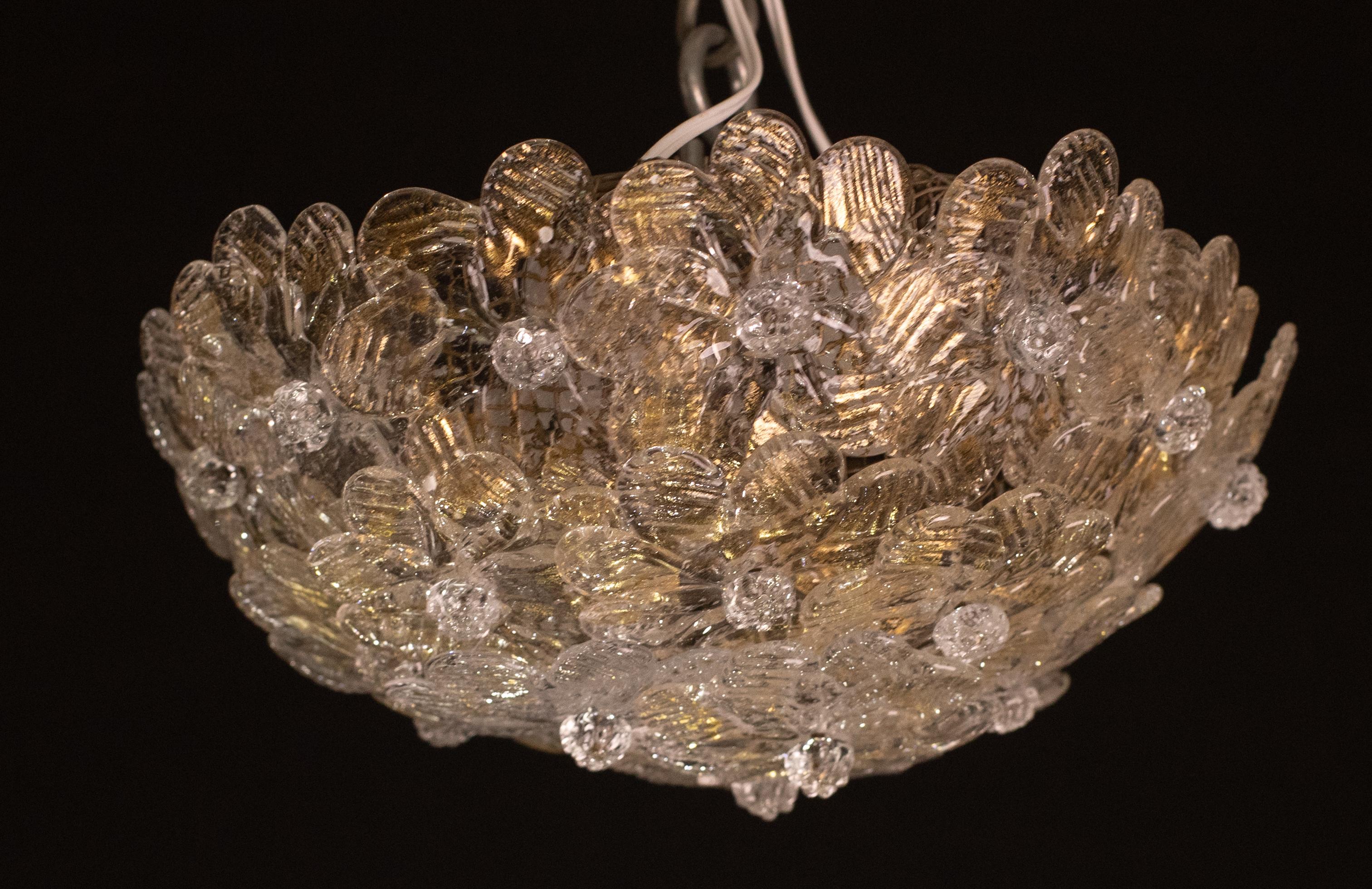 Lámpara de techo Flor de Murano de Seguso para Venini, Italia, años 60 en venta 3
