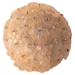 Murano Ceiling Light Gold and Traspare Flower by Seguso for Venini, Italy, 1960s