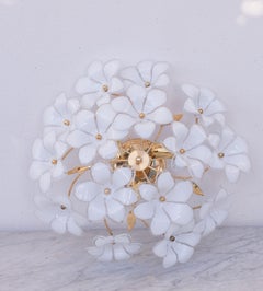 Murano Ceiling Light White Flowers, 1970