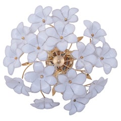Murano Ceiling Light White Flowers, 1970
