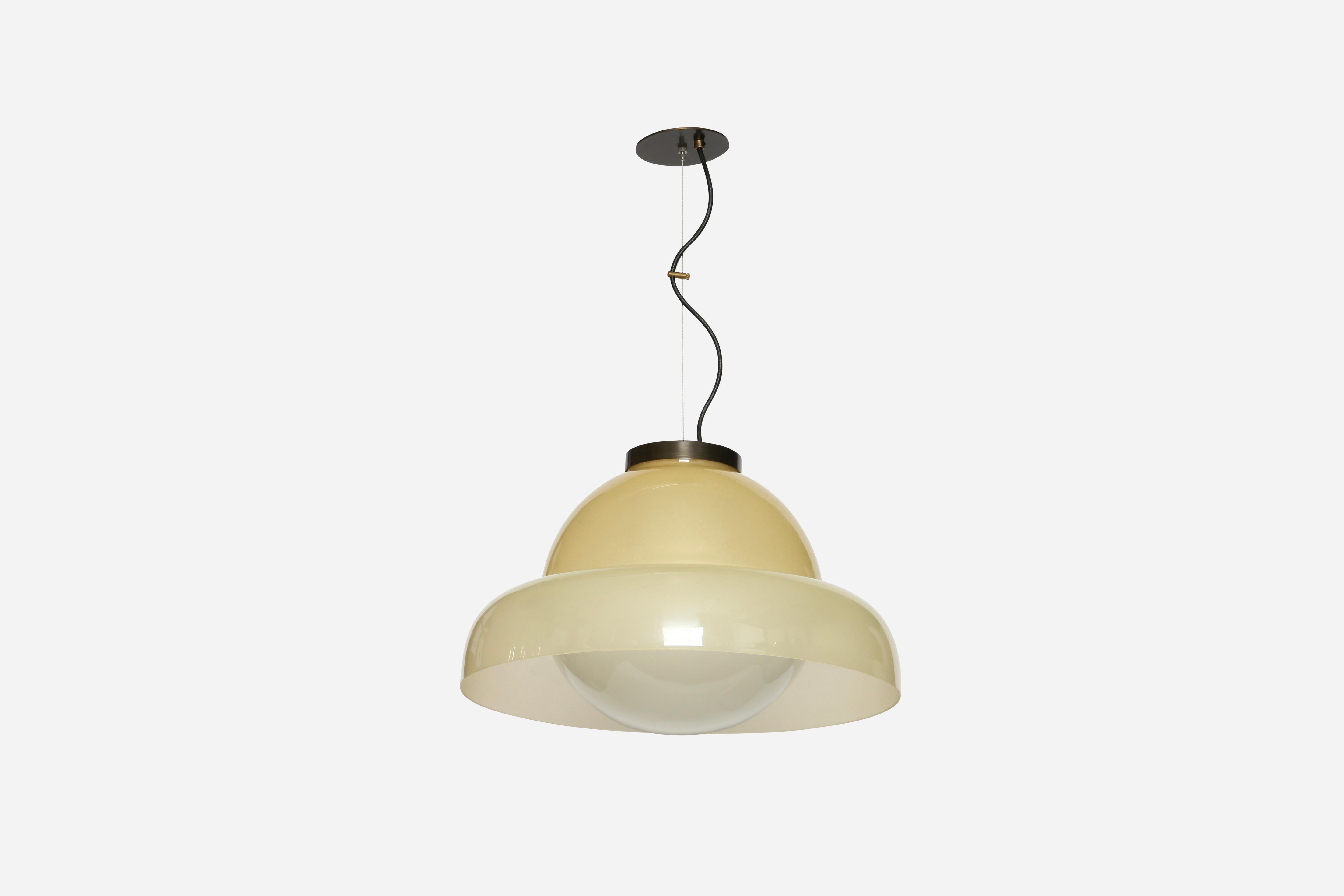 Enameled Murano ceiling suspension by Vistosi, Large Italy circa 1960s For Sale