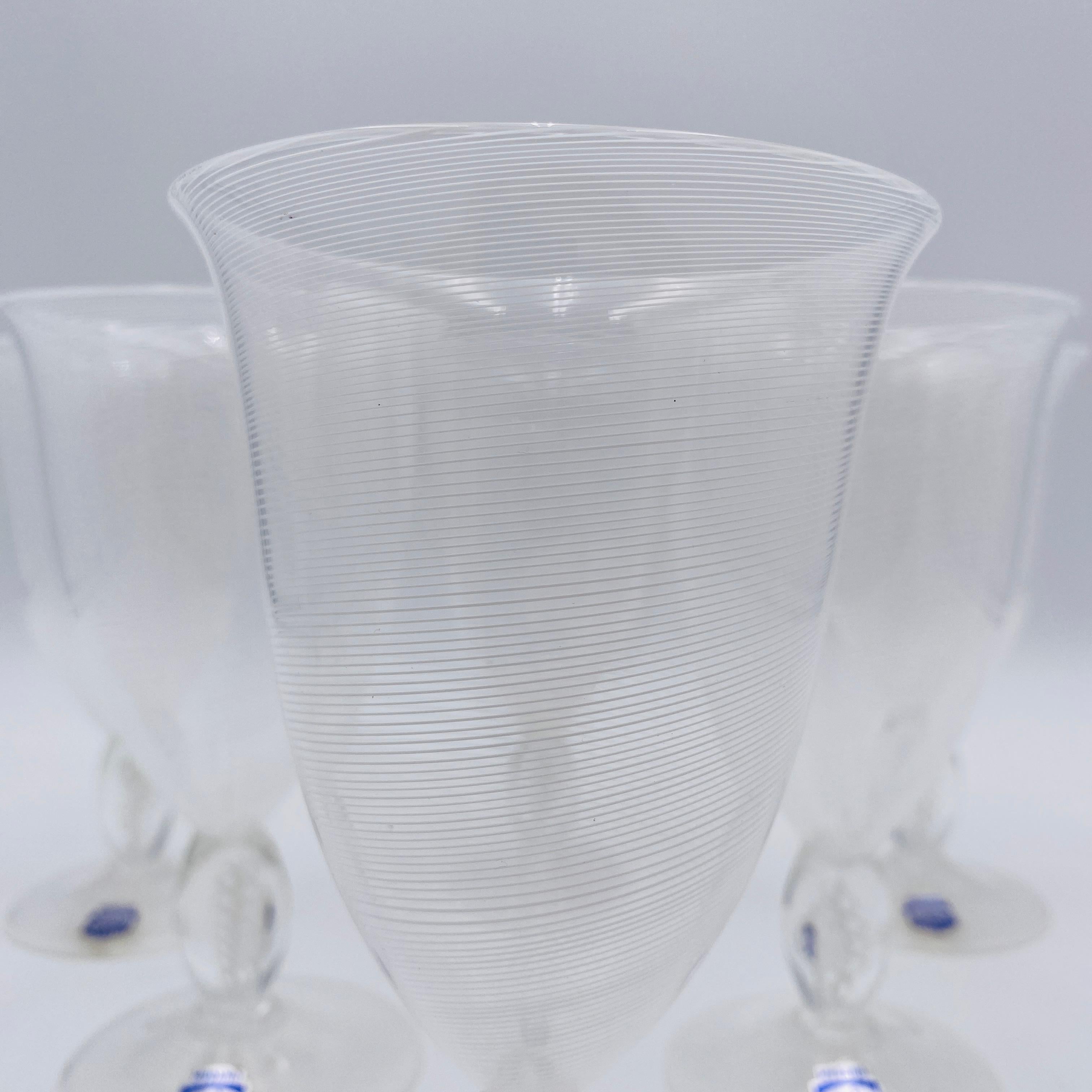 Murano Glass Murano Cenedese Vetri Italian Wine Glasses Set of 6 For Sale