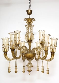 Murano Champagne Glass Nine Arm Chandelier