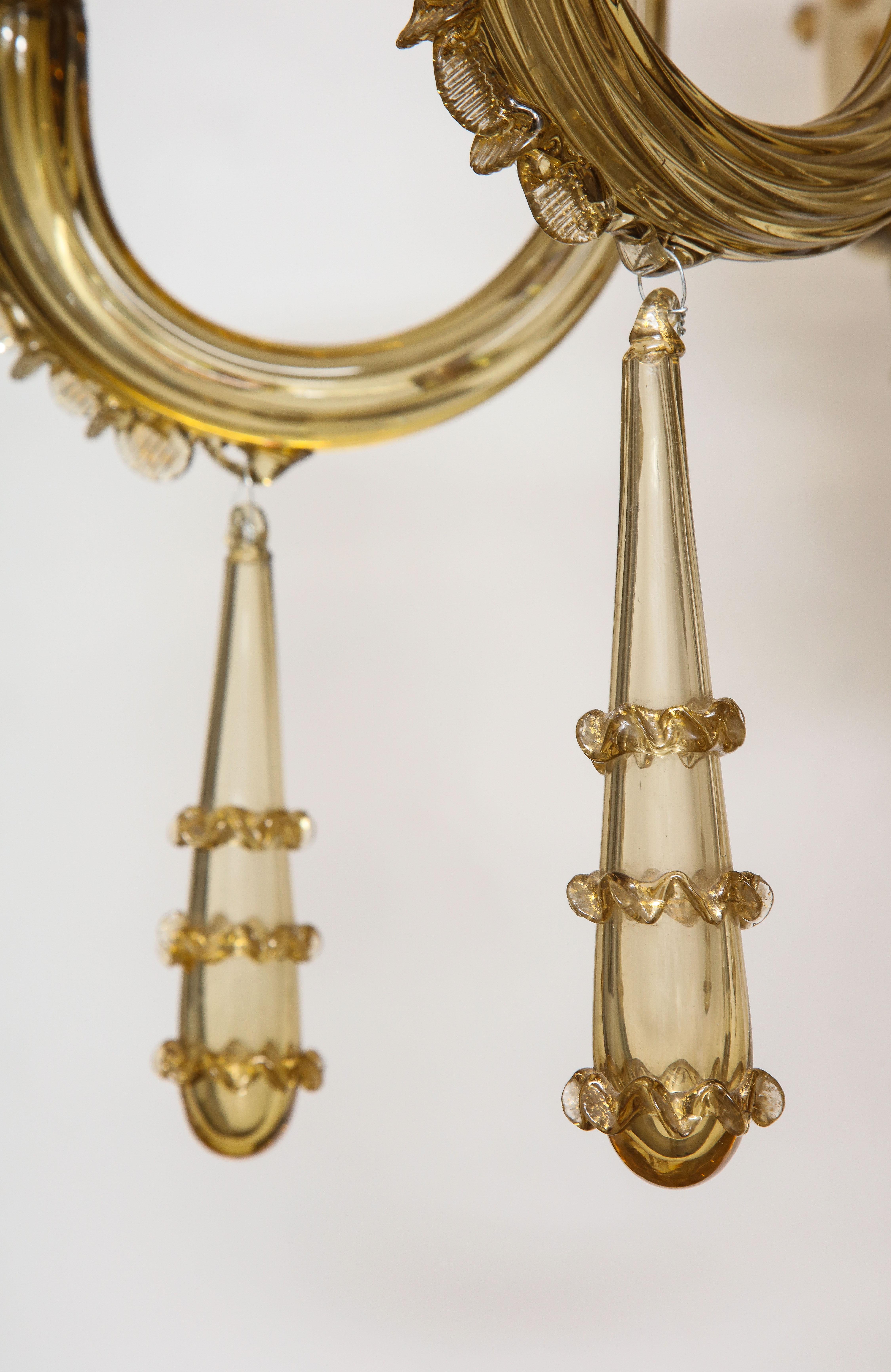 Murano Champagne Glass Nine Arm Chandelier For Sale 2