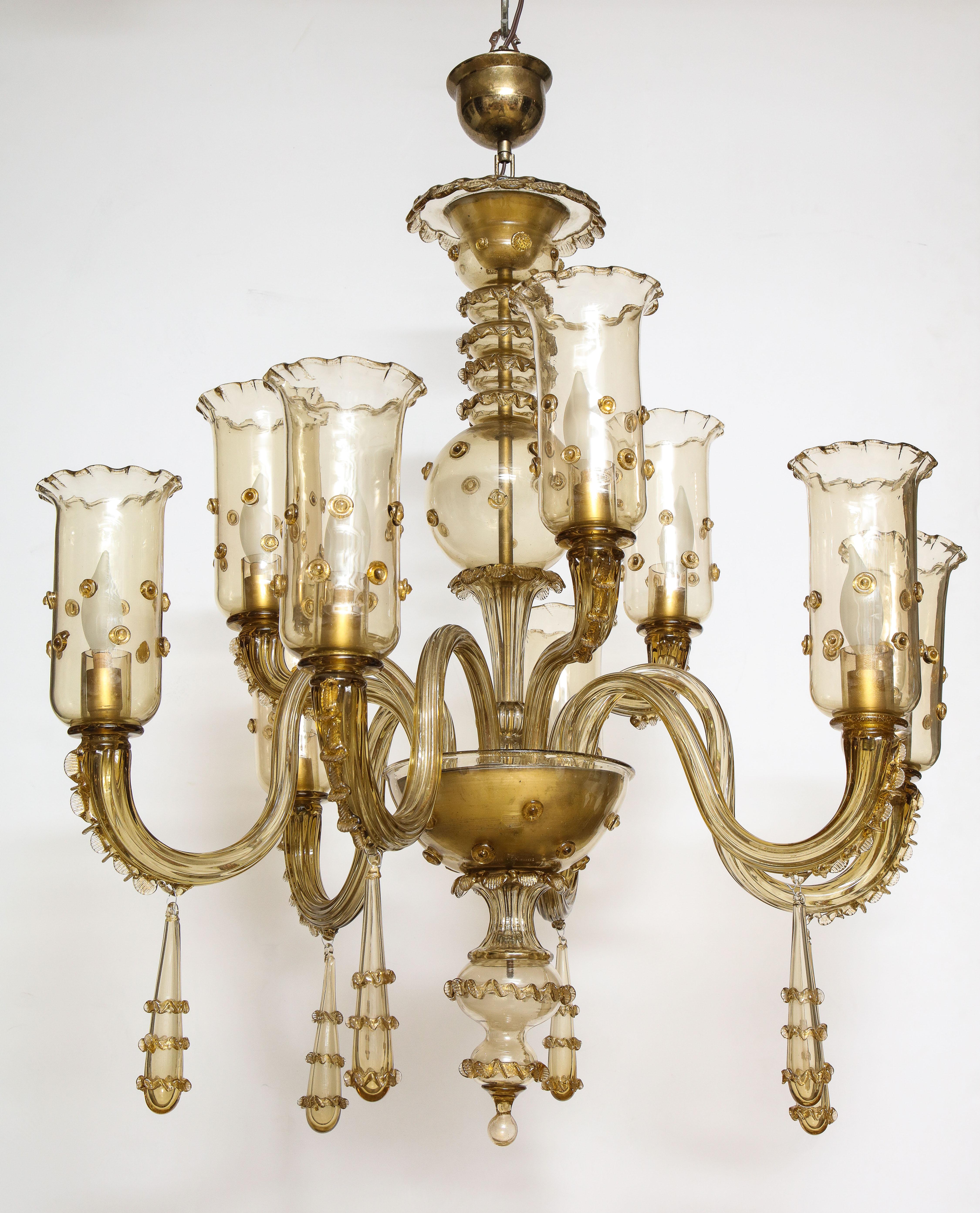Murano Champagne Glass Nine Arm Chandelier For Sale 10