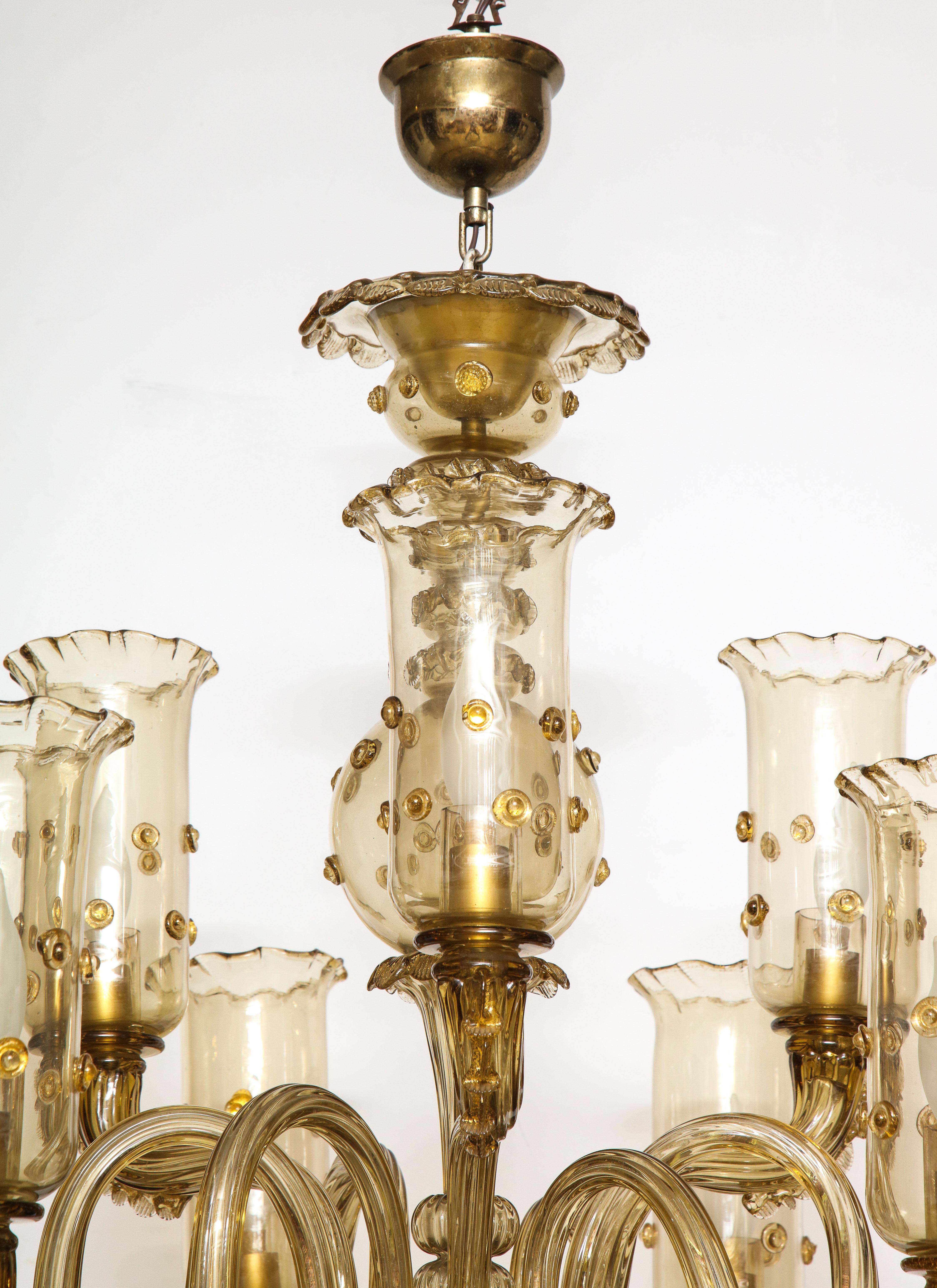 Murano Champagne Glass Nine Arm Chandelier For Sale 3