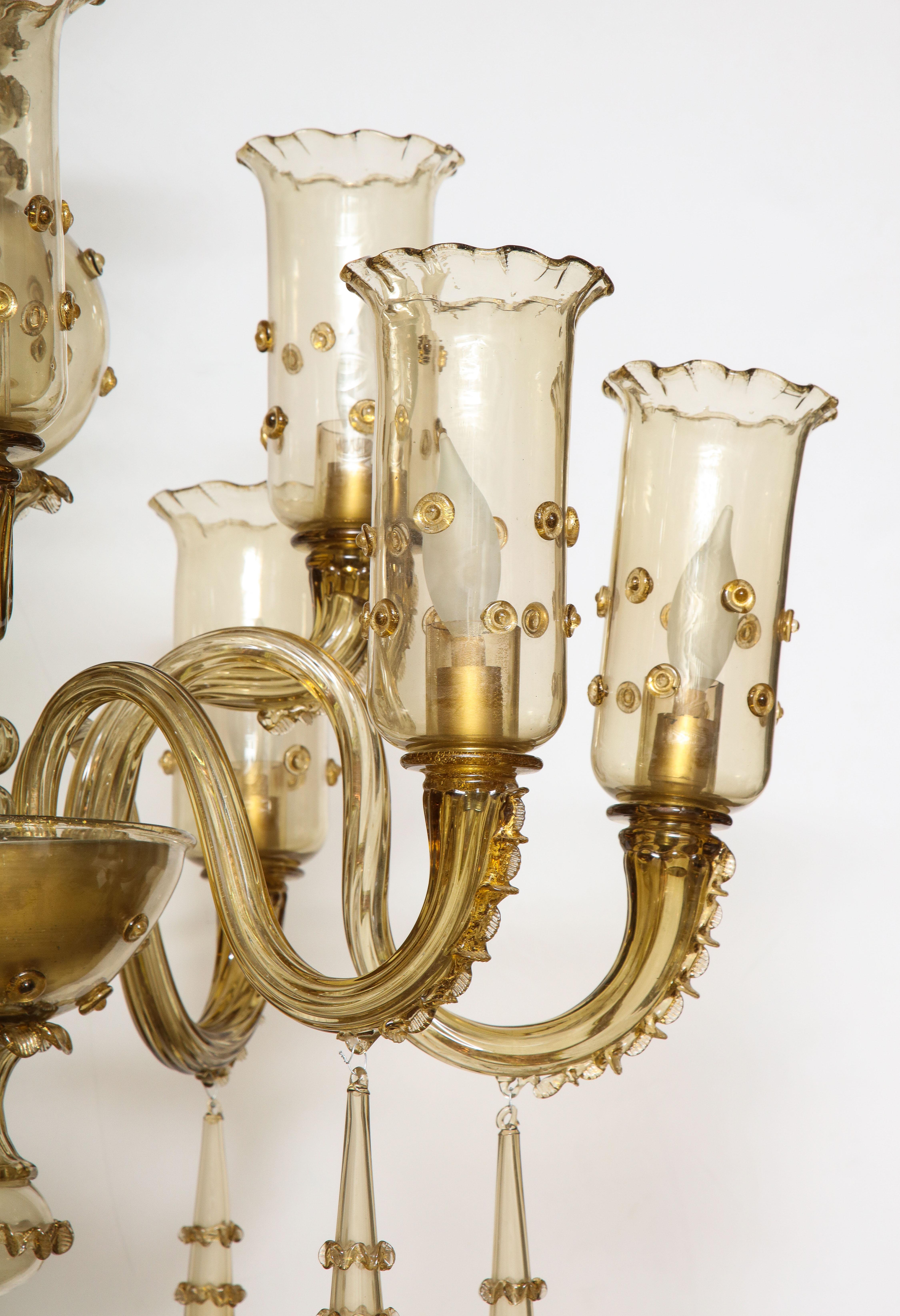 Murano Champagne Glass Nine Arm Chandelier For Sale 11
