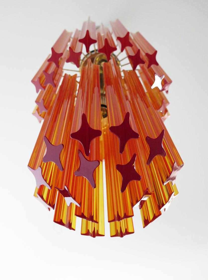 Italian Murano Chandelier 44 Amber Quadriedri Prism