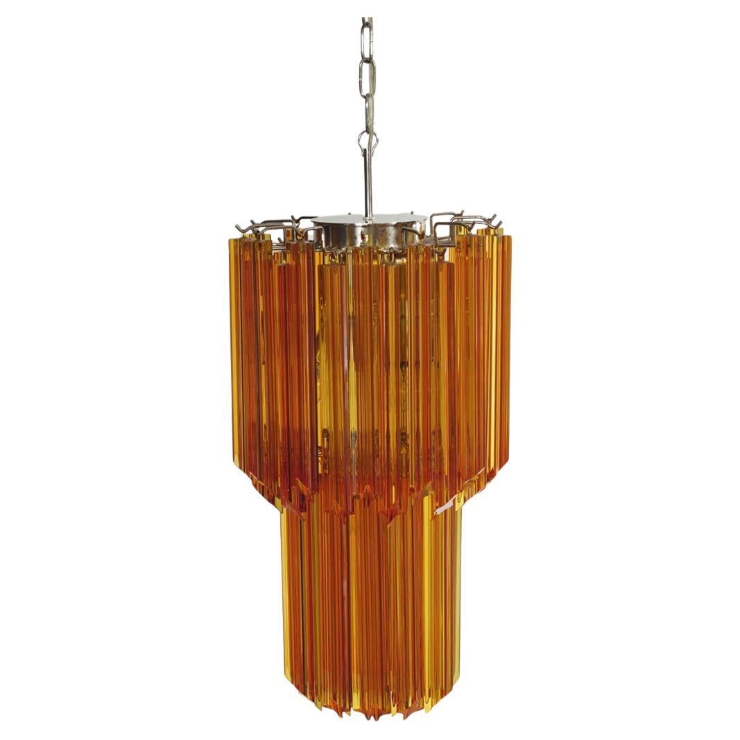 Murano chandelier 46 amber quadriedri prism