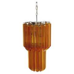 Vintage Murano chandelier 46 amber quadriedri prism