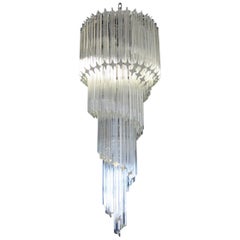 Murano Chandelier 86 Trasparent Quadriedri Prism, Elena Model