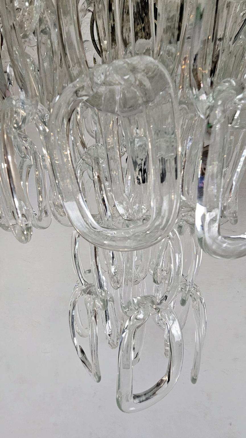Mid-Century moderno Murano Chandelier by Angelo Mangiarotti, 1960's in vendita