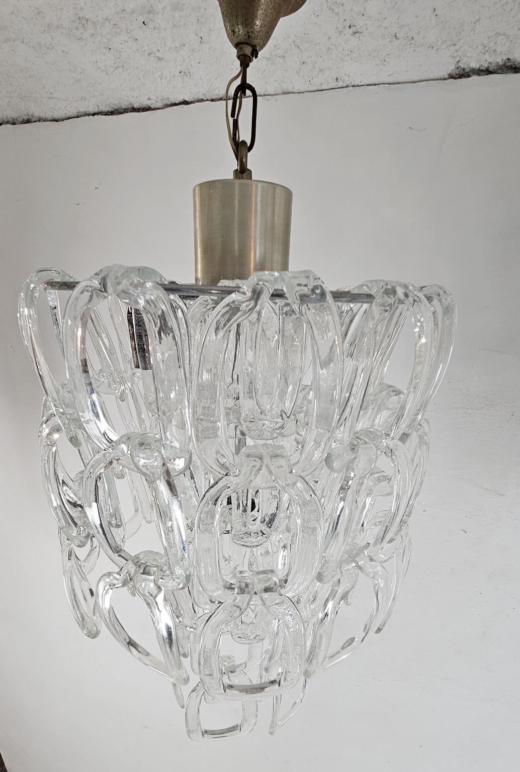 Italiano Murano Chandelier by Angelo Mangiarotti, 1960's in vendita