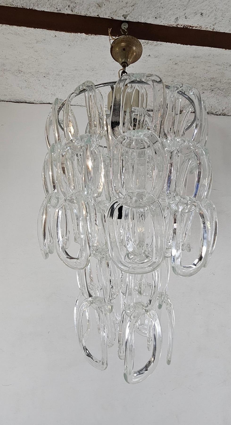 Murano Chandelier by Angelo Mangiarotti, 1960's In condizioni buone in vendita a Albano Laziale, Rome/Lazio