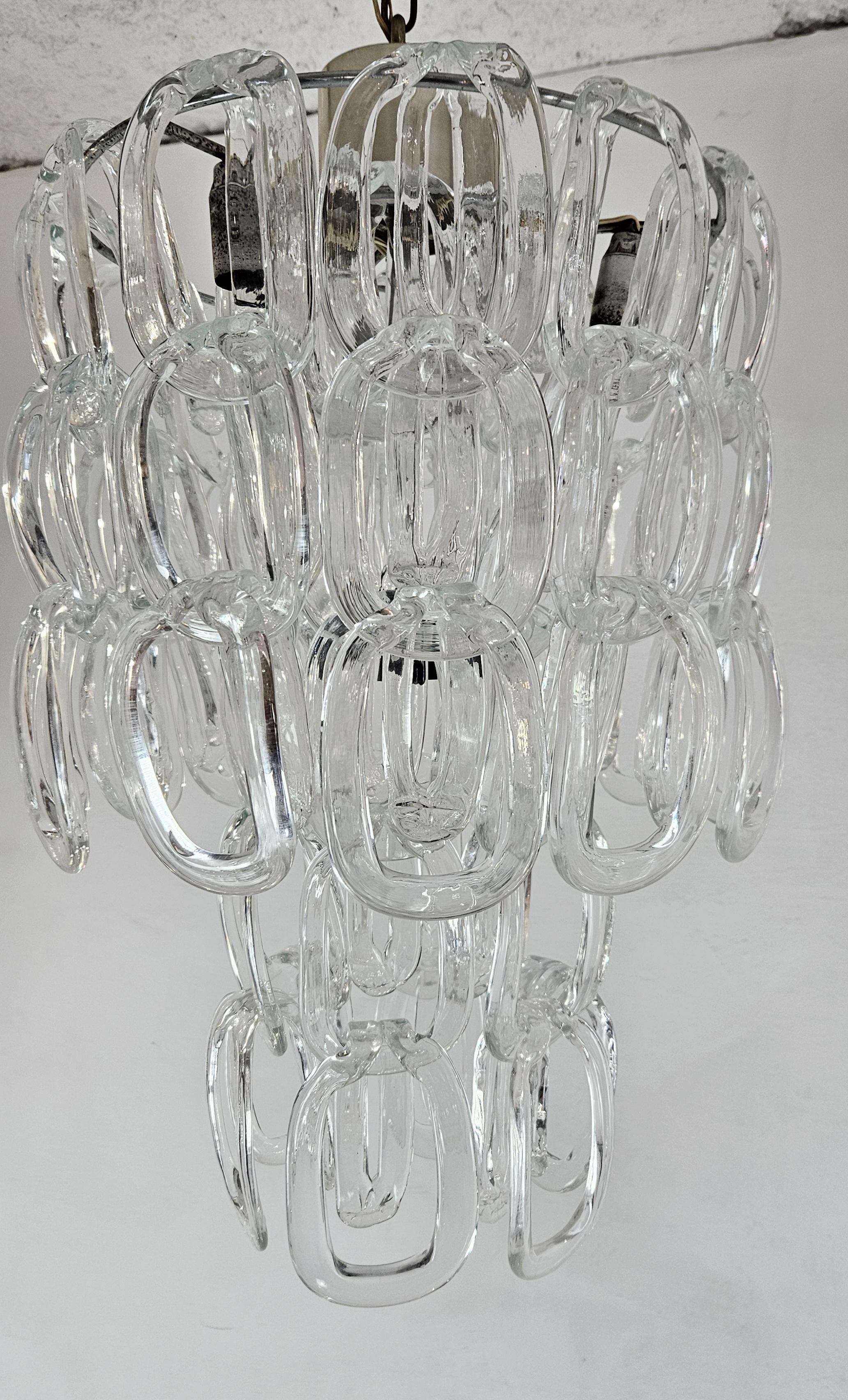 XX secolo Murano Chandelier by Angelo Mangiarotti, 1960's in vendita