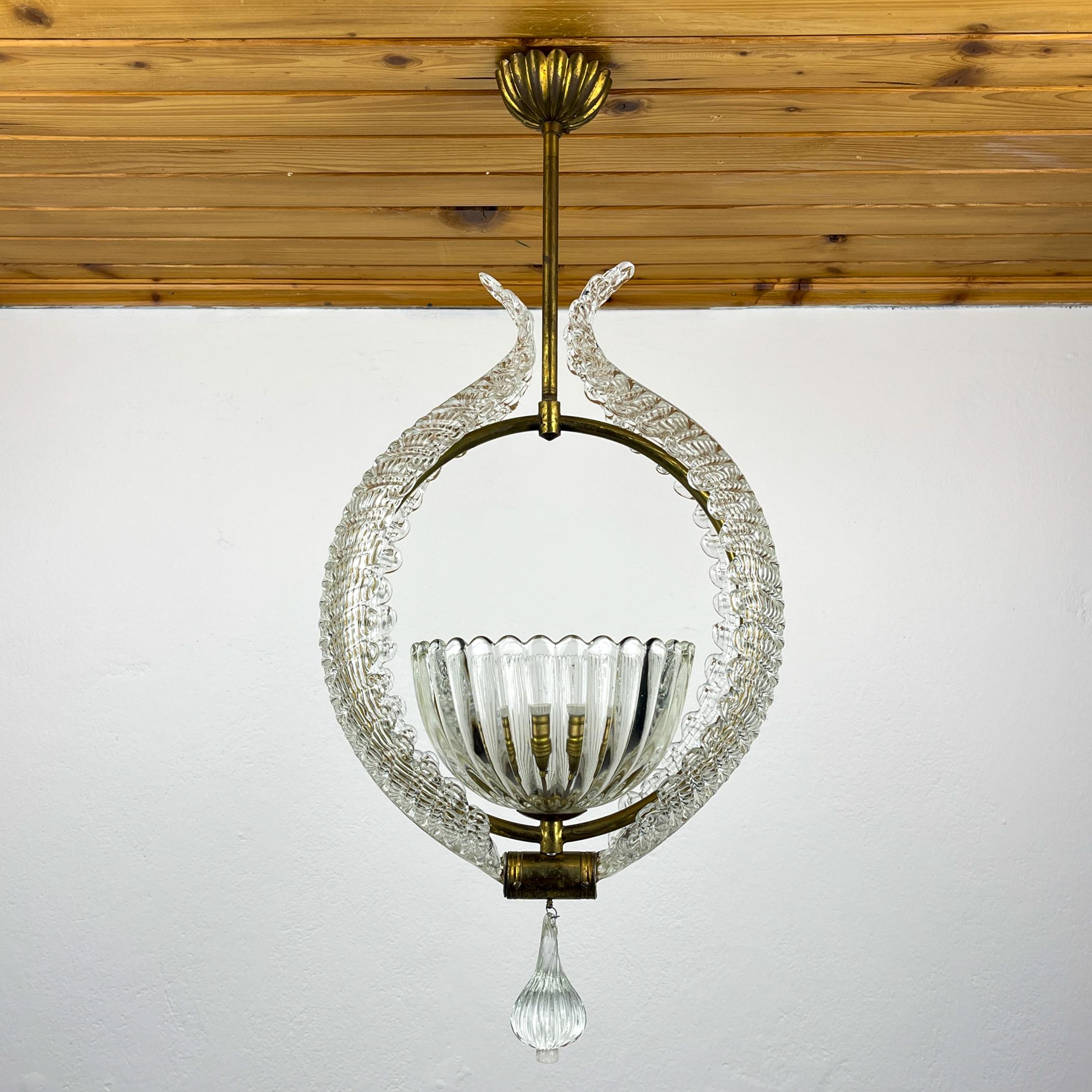 Murano chandelier by Ercole Barovier Barovier & Toso, Italy 1930s For Sale 3