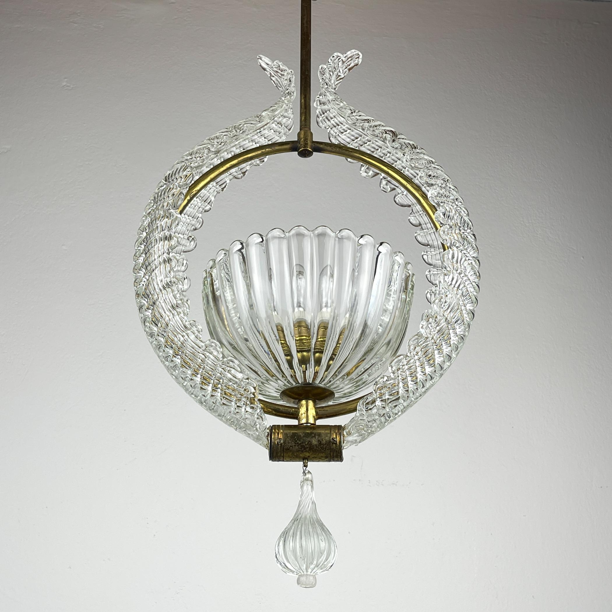 Murano chandelier by Ercole Barovier Barovier & Toso, Italy 1930s For Sale 8