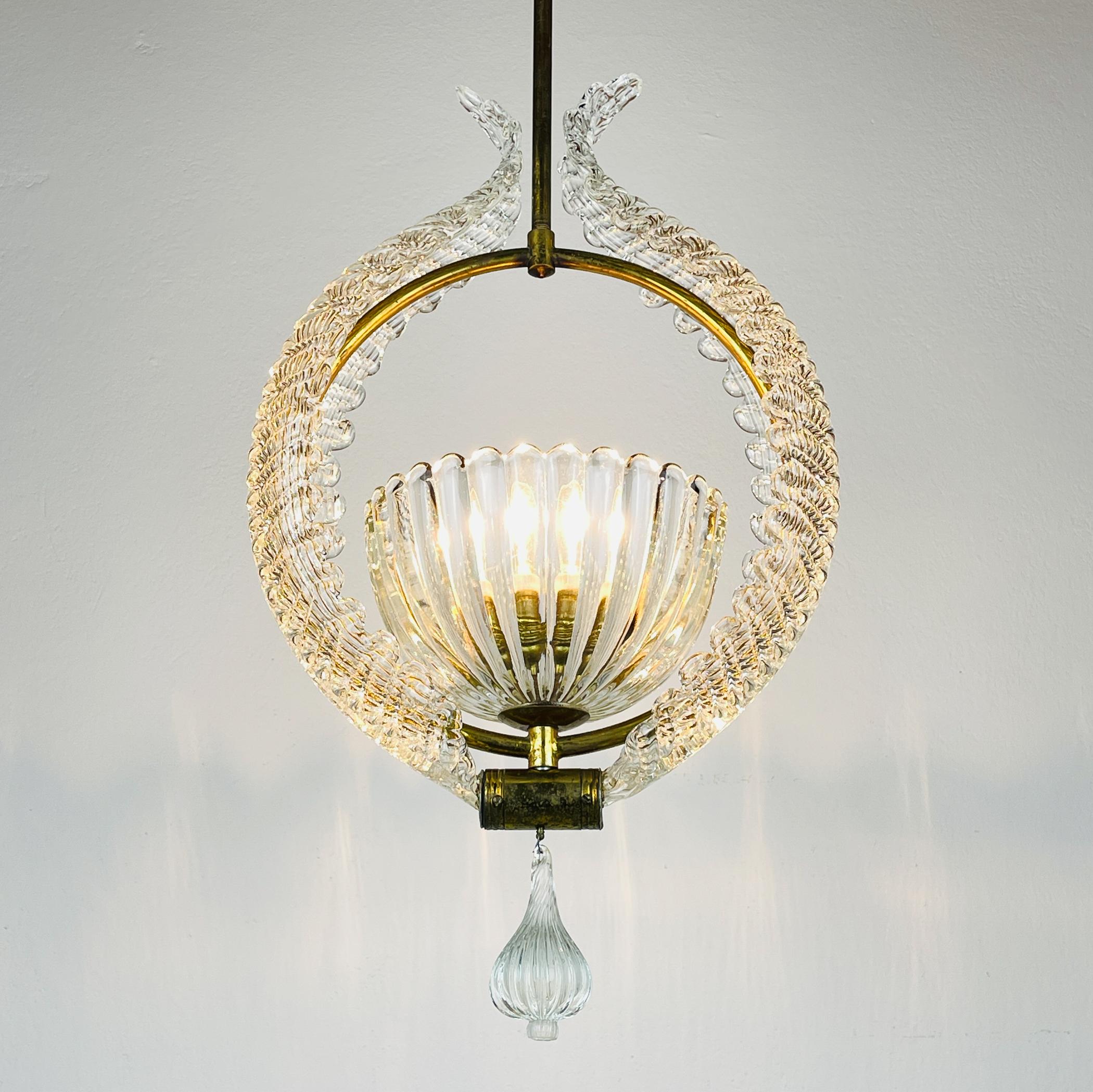 Art Nouveau Murano chandelier by Ercole Barovier Barovier & Toso, Italy 1930s For Sale