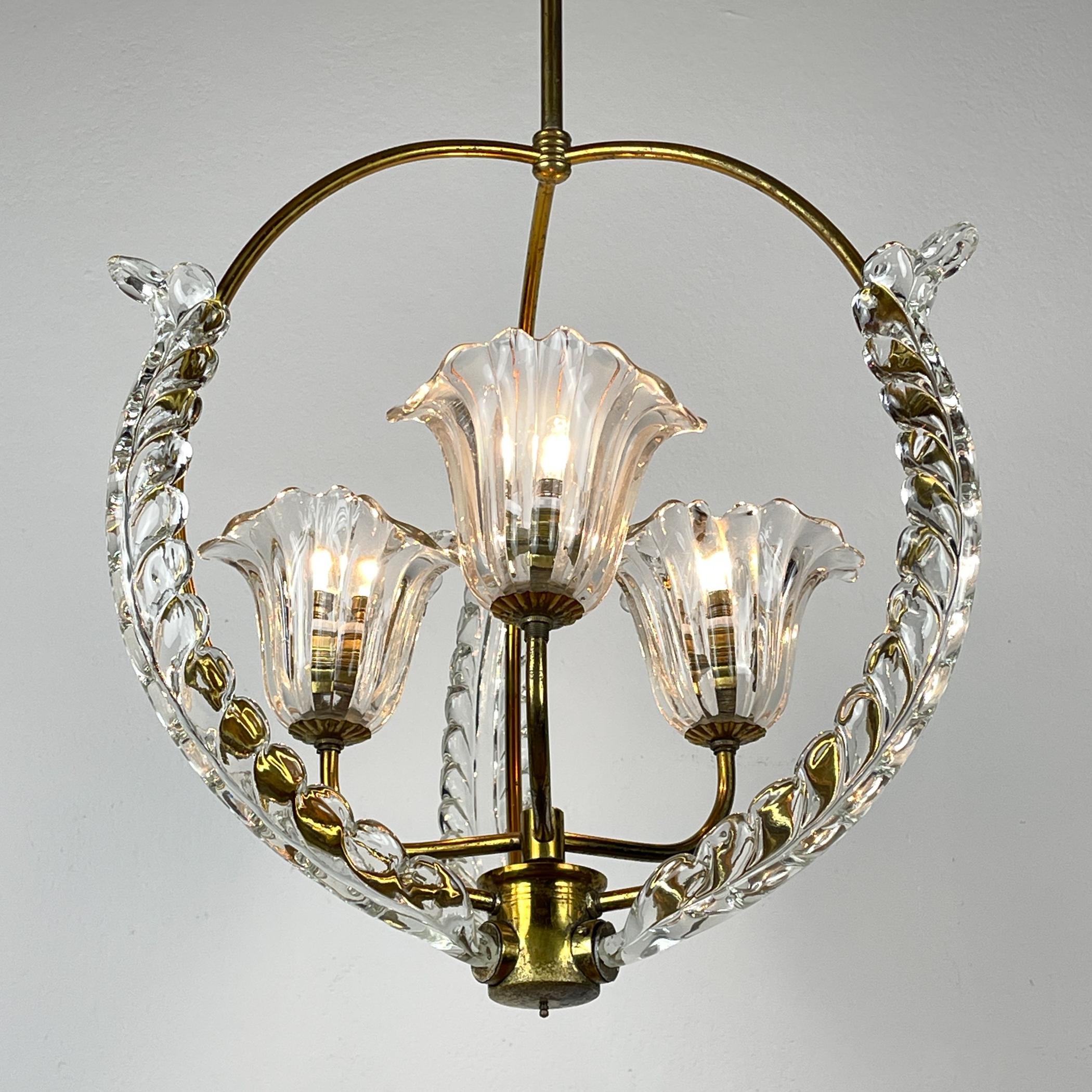Art Déco Lampadario di Murano di Ercole Barovier Barovier&Toso, Italia anni '1930 in vendita