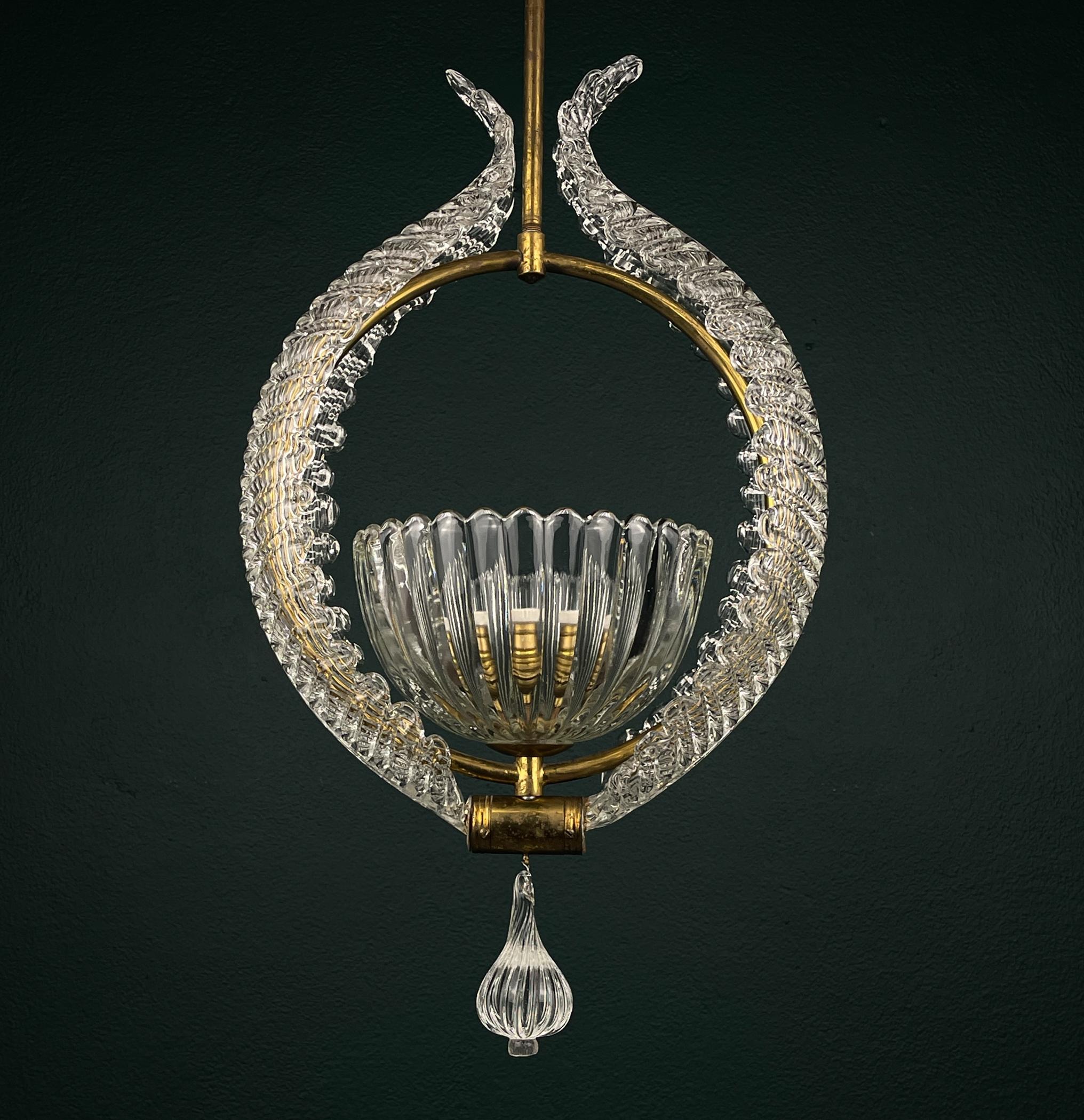 20th Century Murano chandelier by Ercole Barovier Barovier & Toso, Italy 1930s For Sale